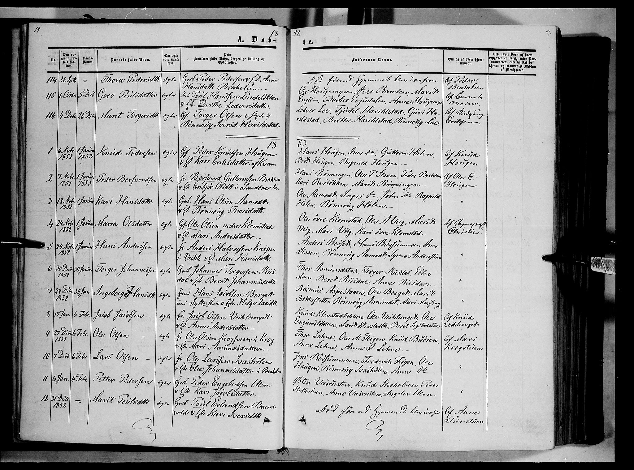 Nord-Fron prestekontor, SAH/PREST-080/H/Ha/Haa/L0001: Parish register (official) no. 1, 1851-1864, p. 19