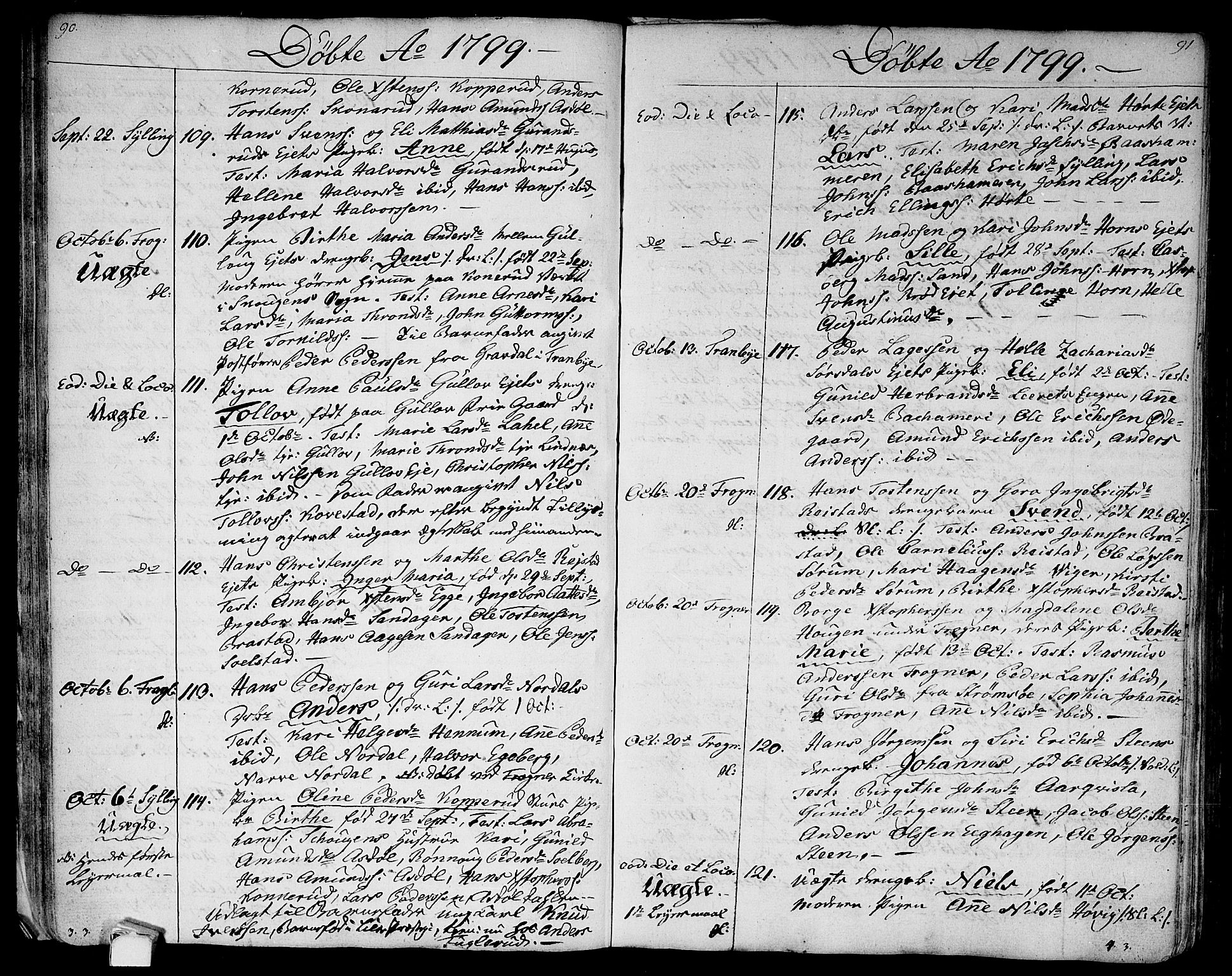 Lier kirkebøker, AV/SAKO-A-230/F/Fa/L0007: Parish register (official) no. I 7, 1794-1813, p. 90-91