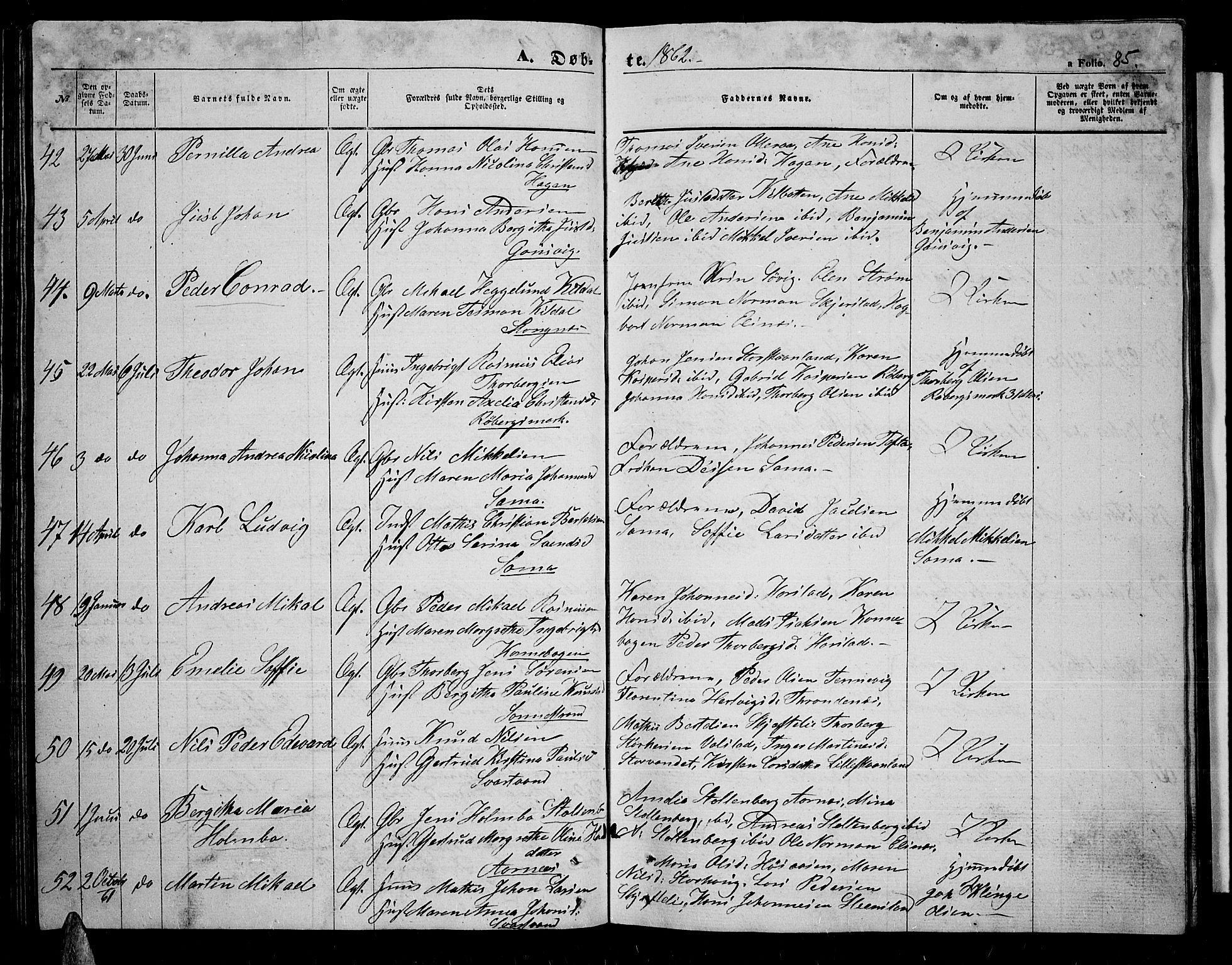 Trondenes sokneprestkontor, SATØ/S-1319/H/Hb/L0007klokker: Parish register (copy) no. 7, 1855-1862, p. 85
