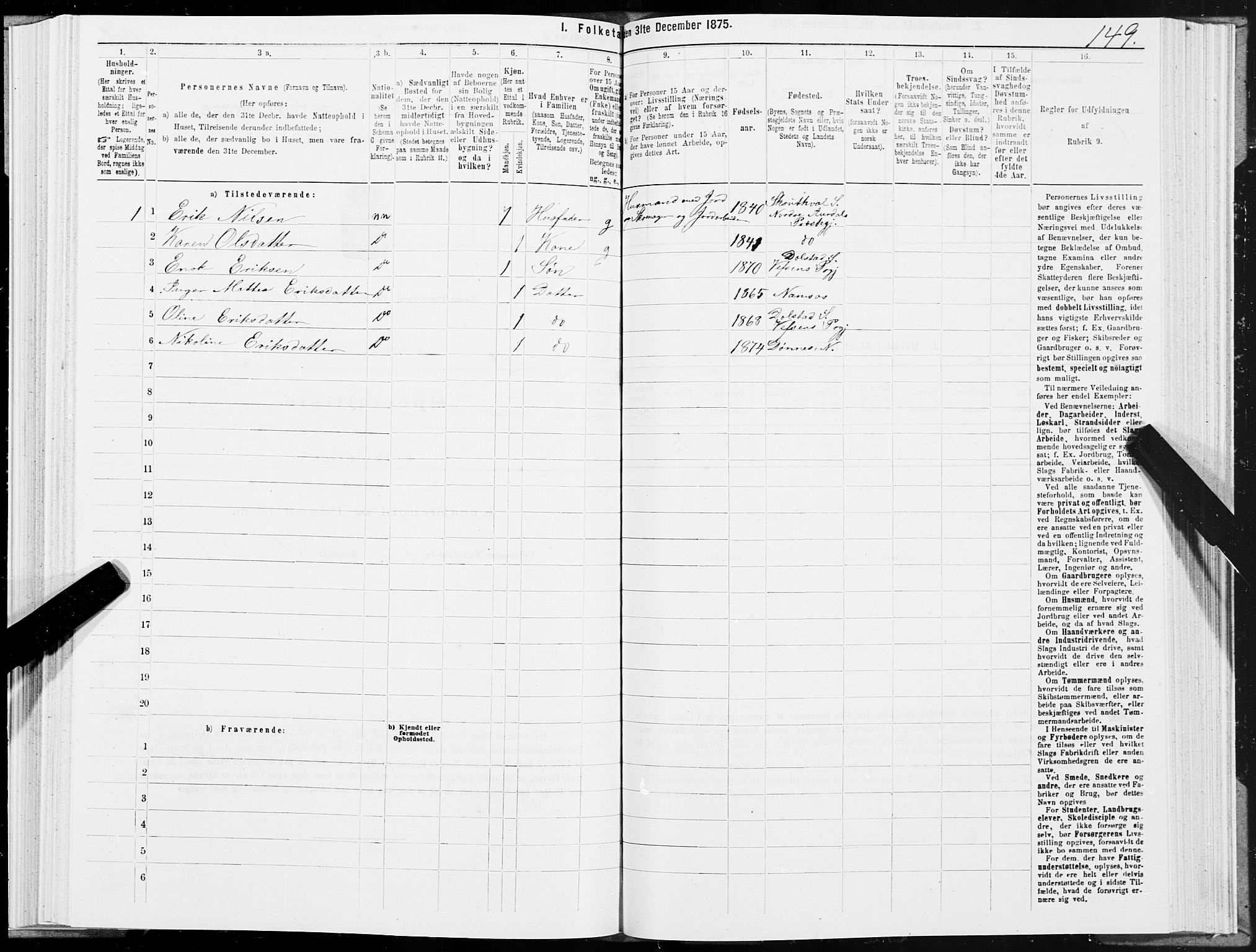 SAT, 1875 census for 1828P Nesna, 1875, p. 5149