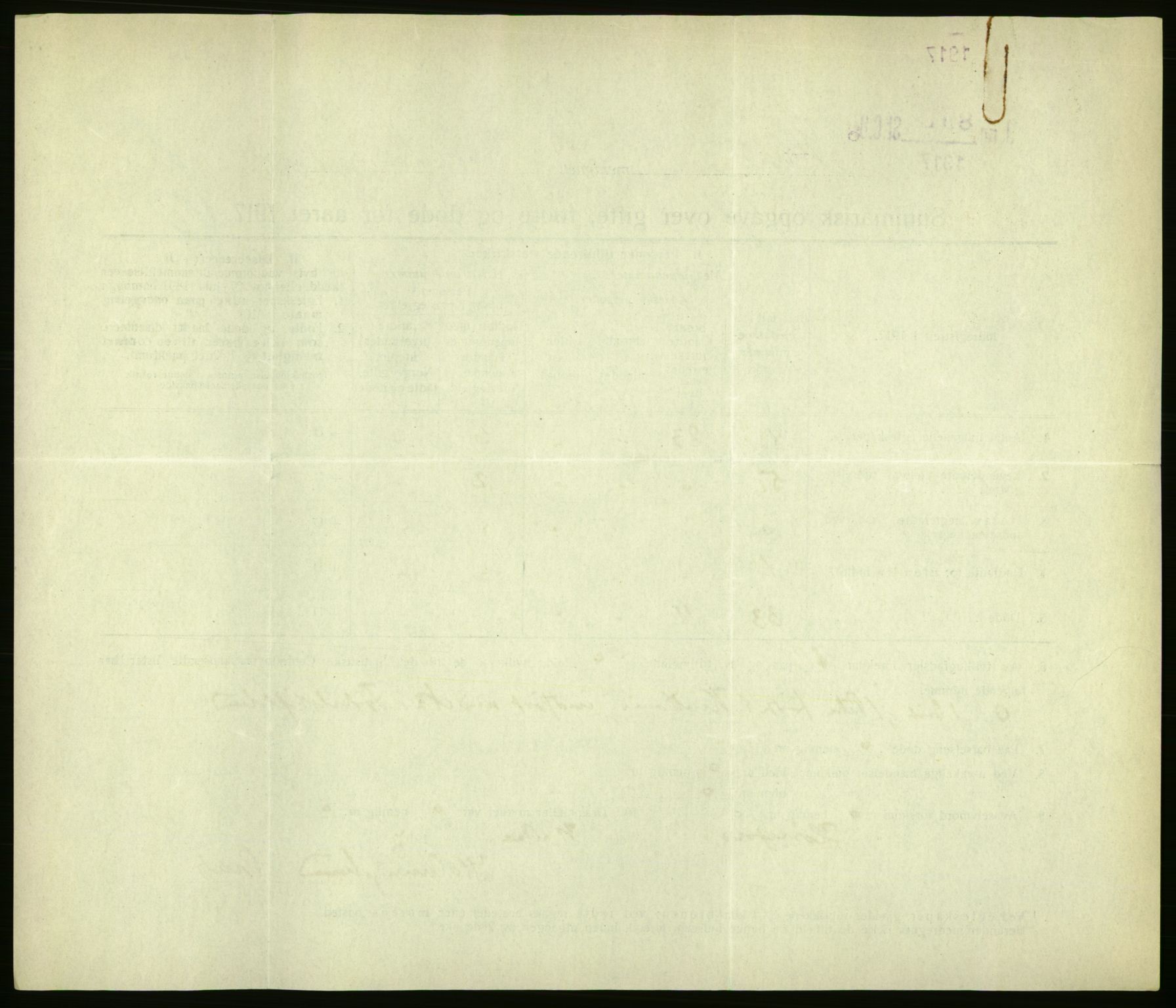 Statistisk sentralbyrå, Sosiodemografiske emner, Befolkning, RA/S-2228/D/Df/Dfb/Dfbg/L0056: Summariske oppgaver over gifte, fødte og døde for hele landet., 1917, p. 378