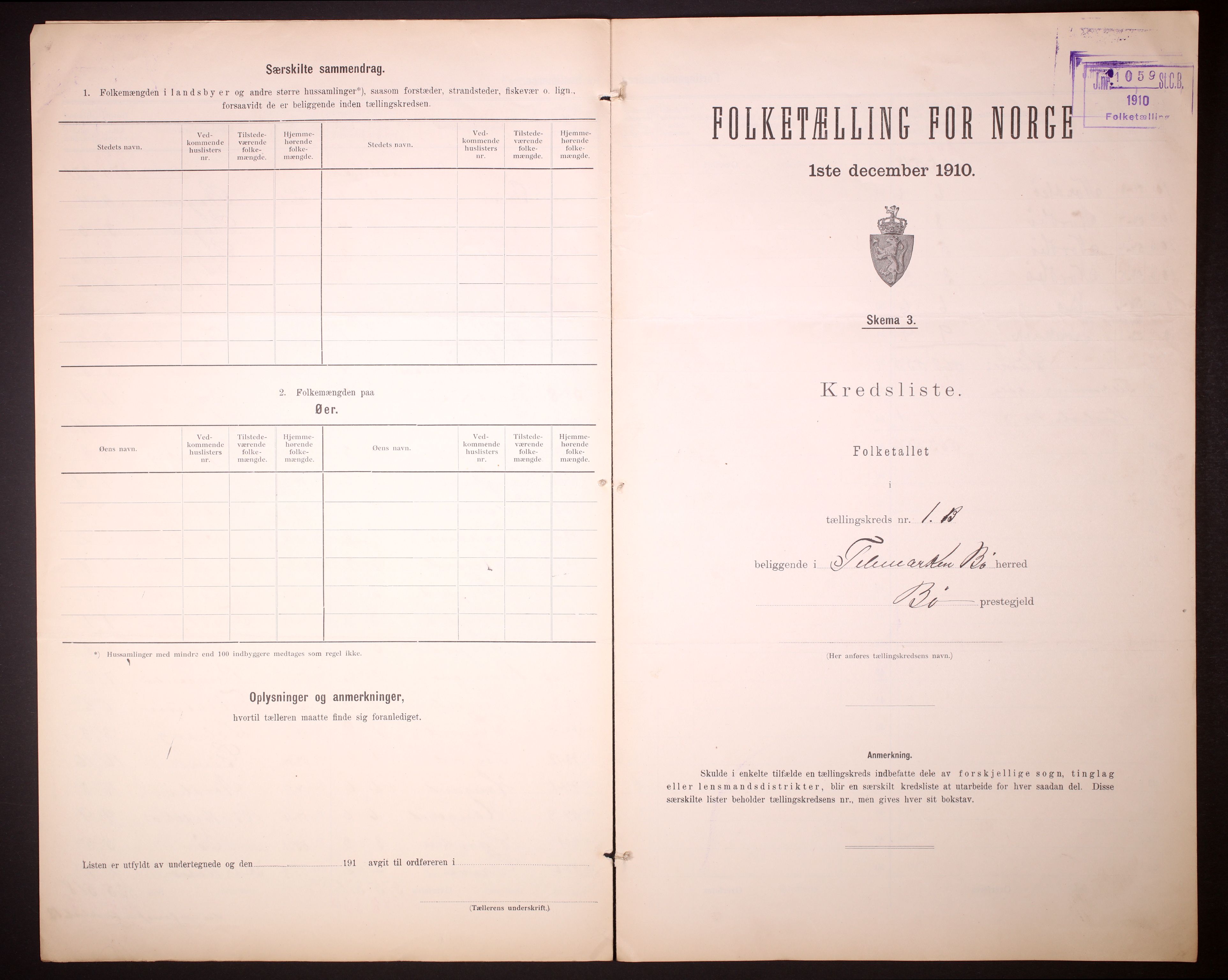 RA, 1910 census for Bø, 1910, p. 7