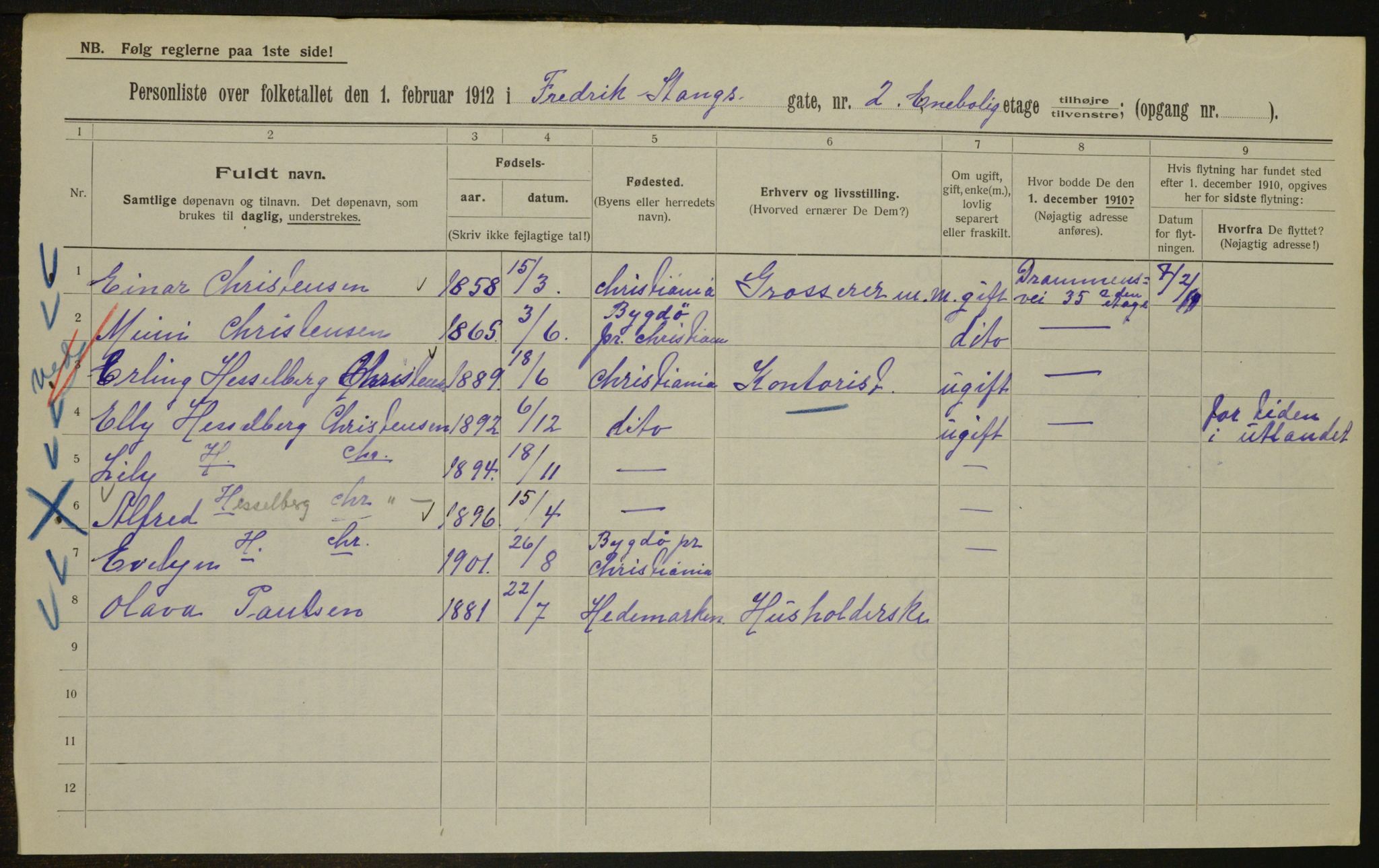 OBA, Municipal Census 1912 for Kristiania, 1912, p. 26622