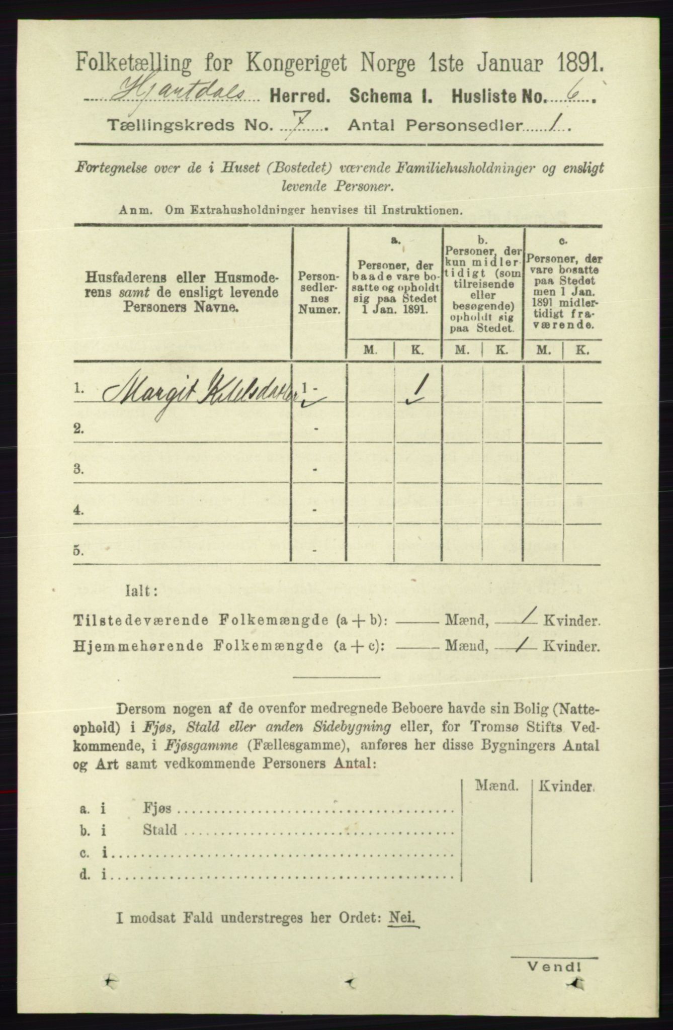 RA, 1891 census for 0827 Hjartdal, 1891, p. 2501