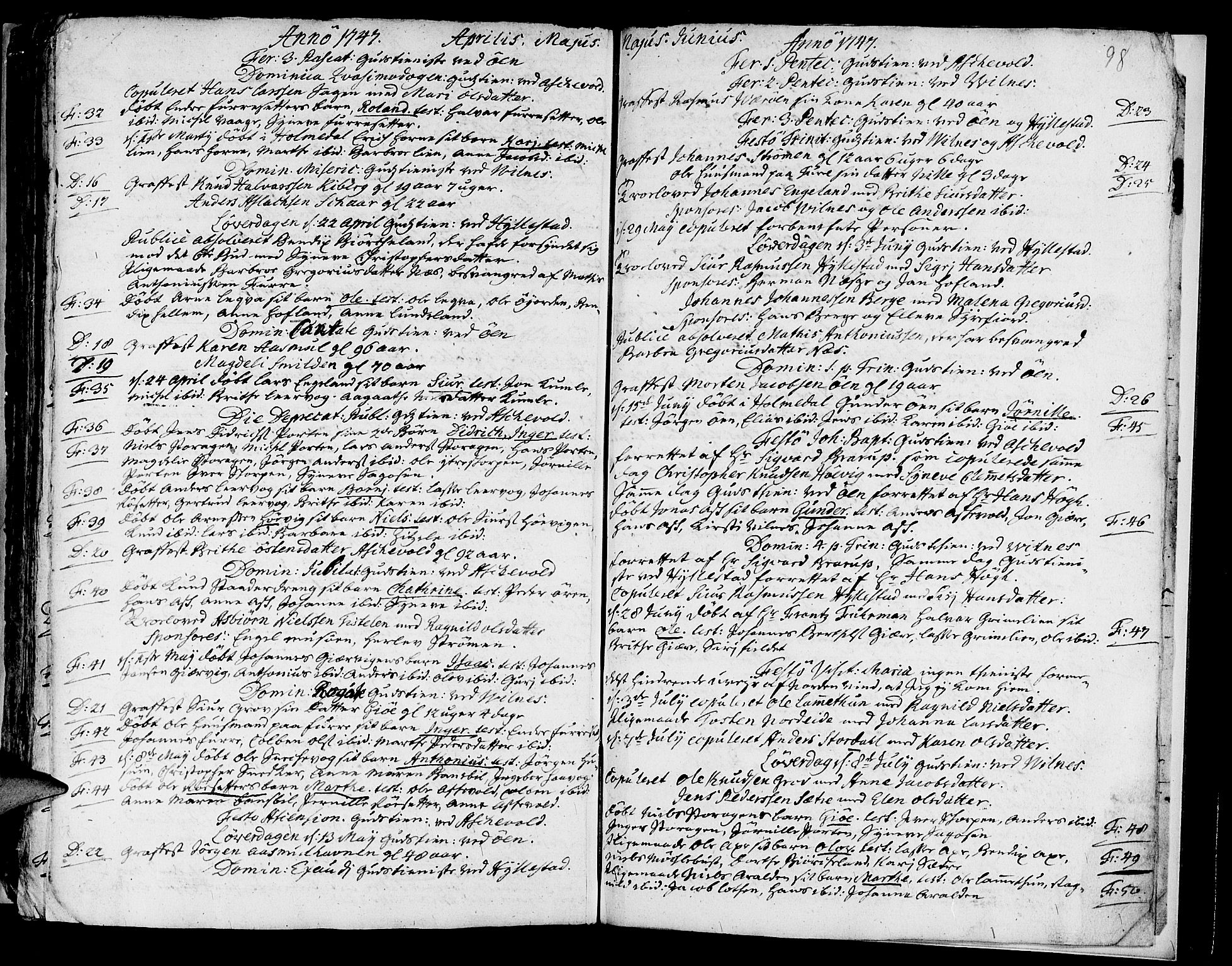 Askvoll sokneprestembete, SAB/A-79501/H/Haa/Haaa/L0007: Parish register (official) no. A 7, 1739-1748, p. 98