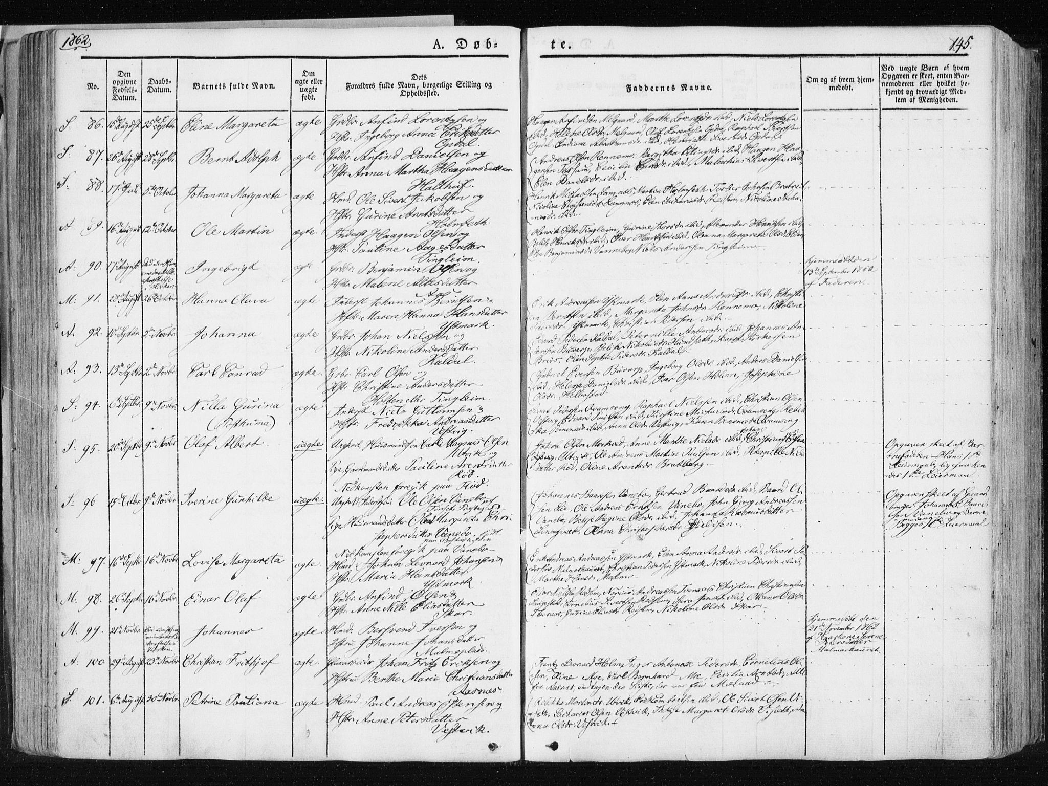 Ministerialprotokoller, klokkerbøker og fødselsregistre - Nord-Trøndelag, AV/SAT-A-1458/741/L0393: Parish register (official) no. 741A07, 1849-1863, p. 145