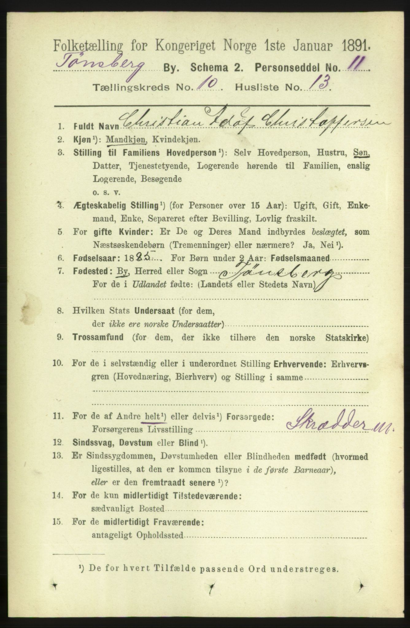 RA, 1891 census for 0705 Tønsberg, 1891, p. 3771