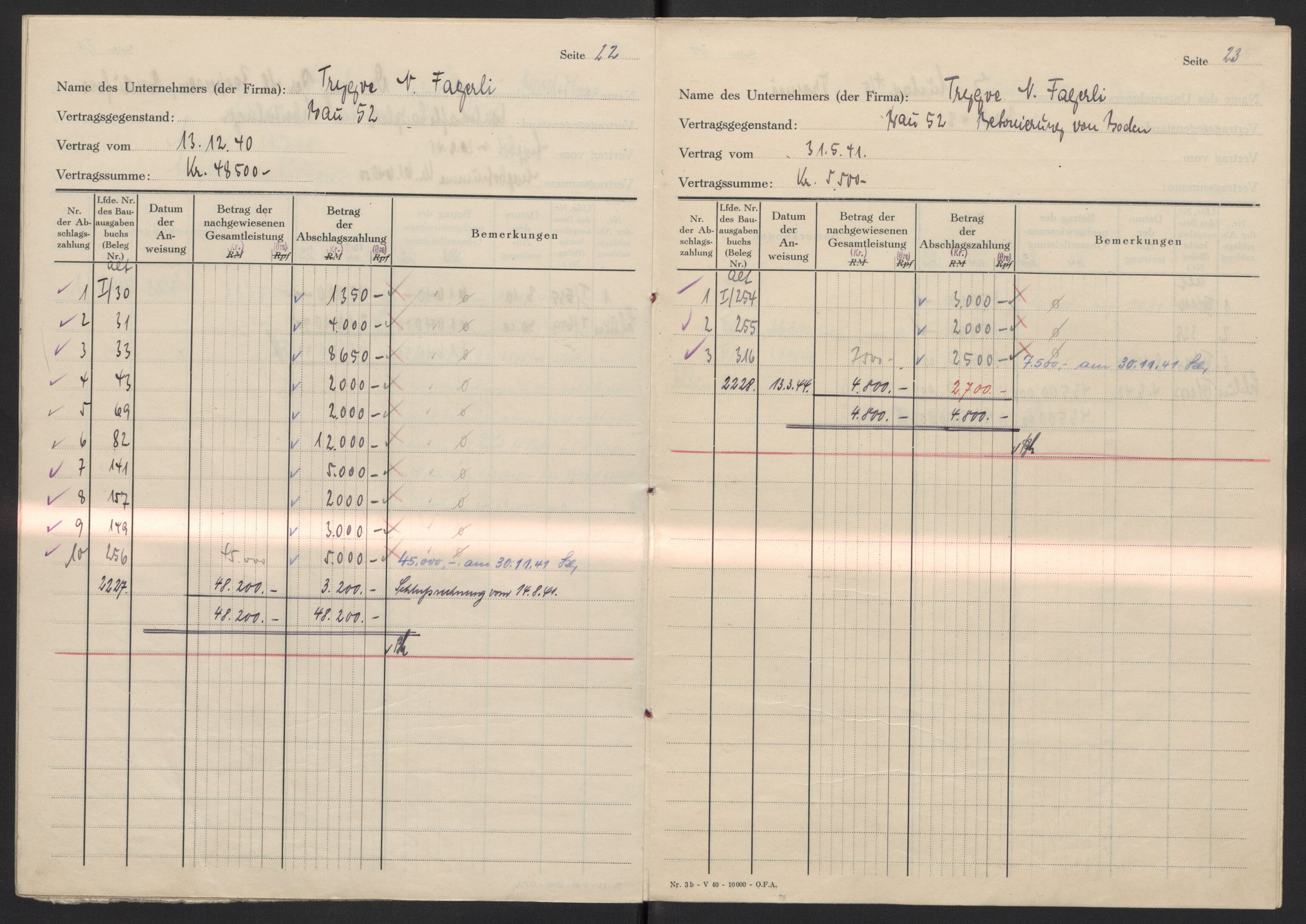 Tyske arkiver, Organisation Todt (OT), Einsatzgruppe Wiking, AV/RA-RAFA-2188/2/F/Fg/Fgb/L0005: Bltg. L.W. Bardufoss: Diverse regnskapsbøker, 1940