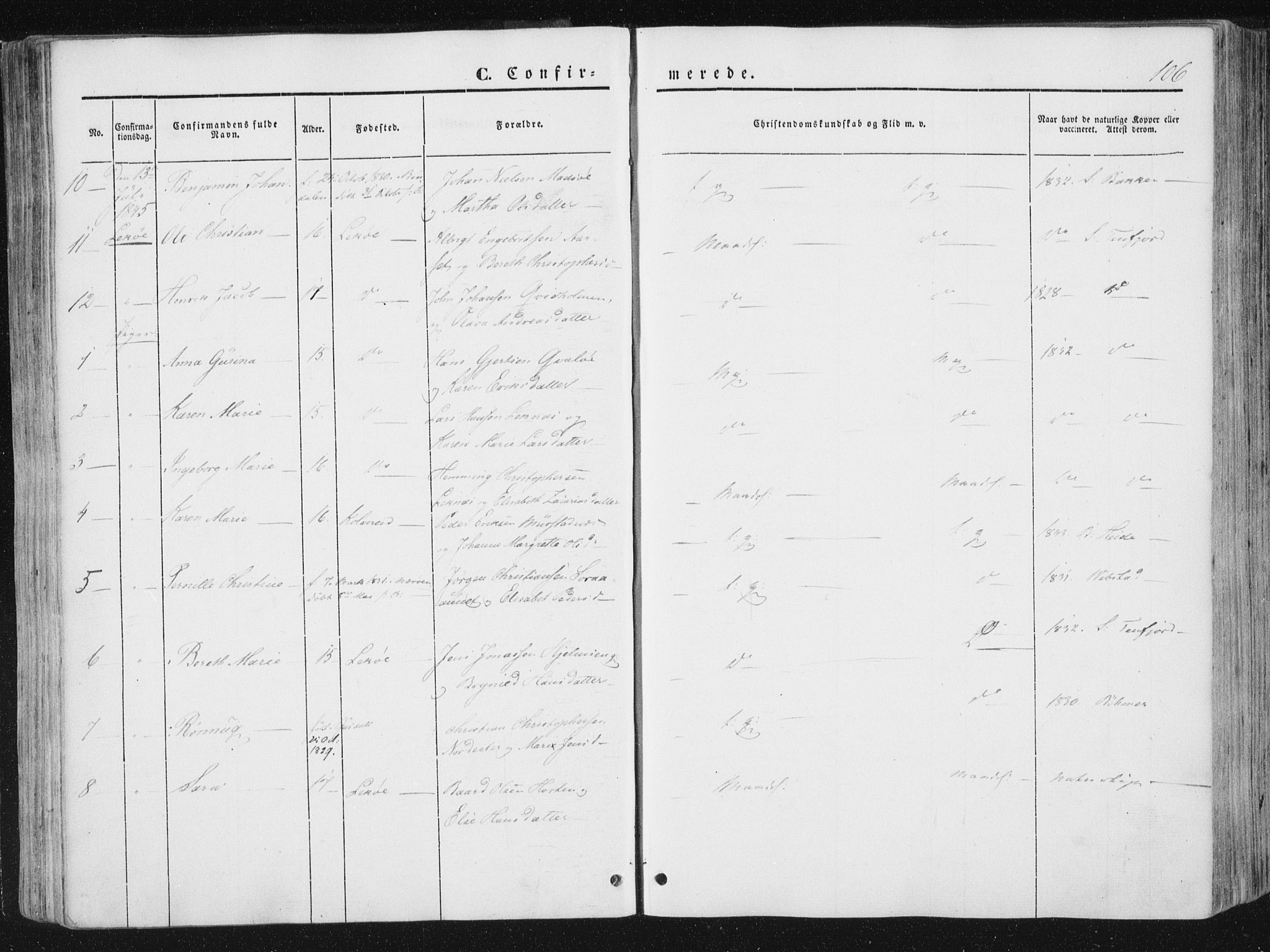 Ministerialprotokoller, klokkerbøker og fødselsregistre - Nord-Trøndelag, SAT/A-1458/780/L0640: Parish register (official) no. 780A05, 1845-1856, p. 106