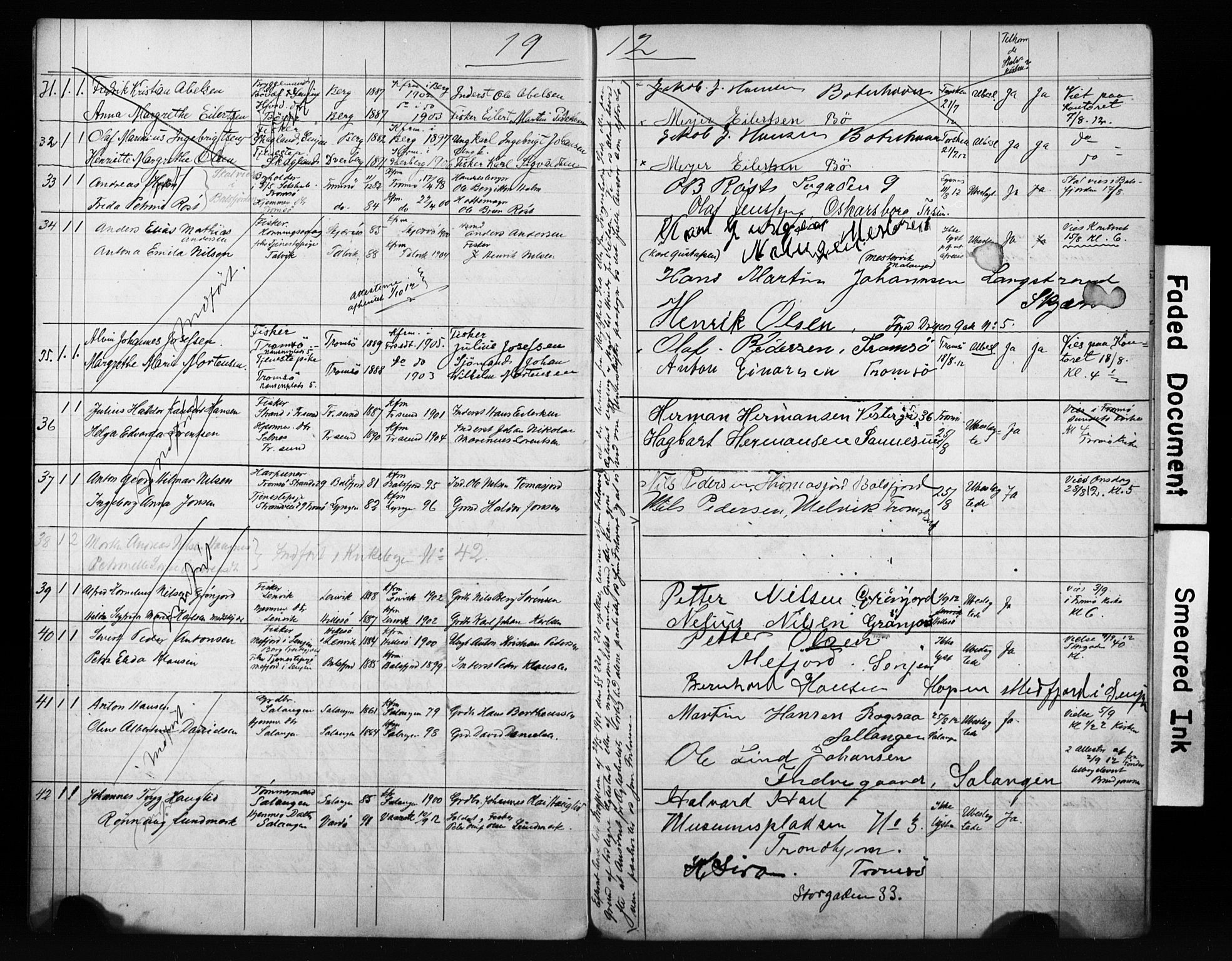 Tromsø sokneprestkontor/stiftsprosti/domprosti, AV/SATØ-S-1343/H/Hc/L0099/0007: Banns register no. 99.7, 1911-1915