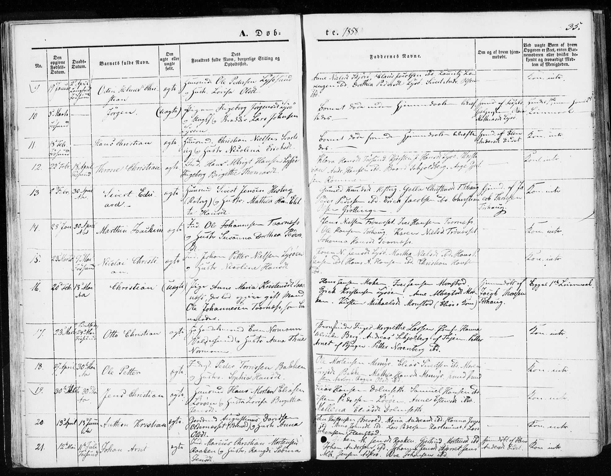 Ministerialprotokoller, klokkerbøker og fødselsregistre - Sør-Trøndelag, SAT/A-1456/655/L0677: Parish register (official) no. 655A06, 1847-1860, p. 35