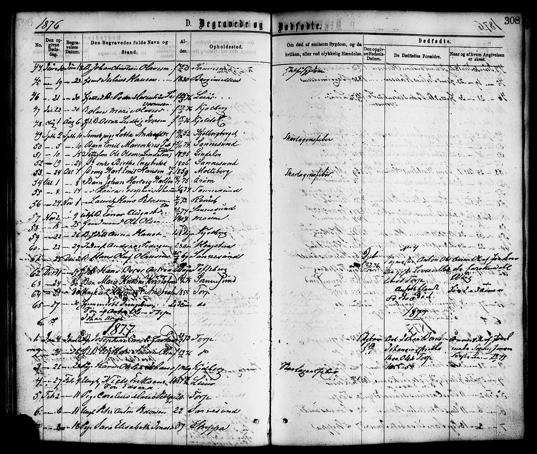 Borge prestekontor Kirkebøker, SAO/A-10903/F/Fa/L0007: Parish register (official) no. I 7, 1875-1886, p. 308