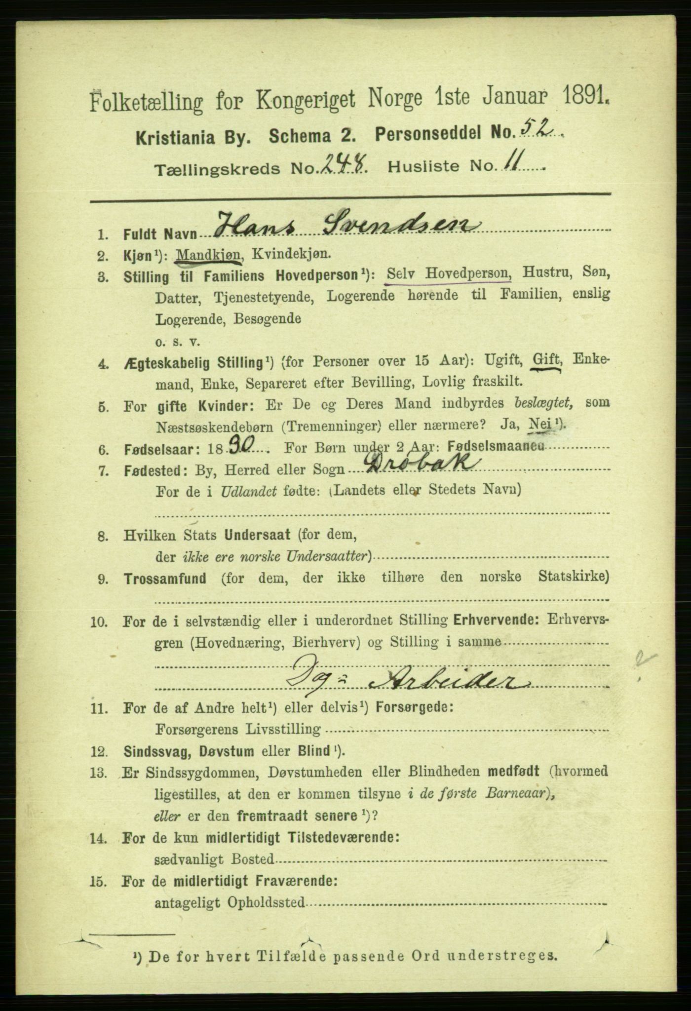 RA, 1891 census for 0301 Kristiania, 1891, p. 151623