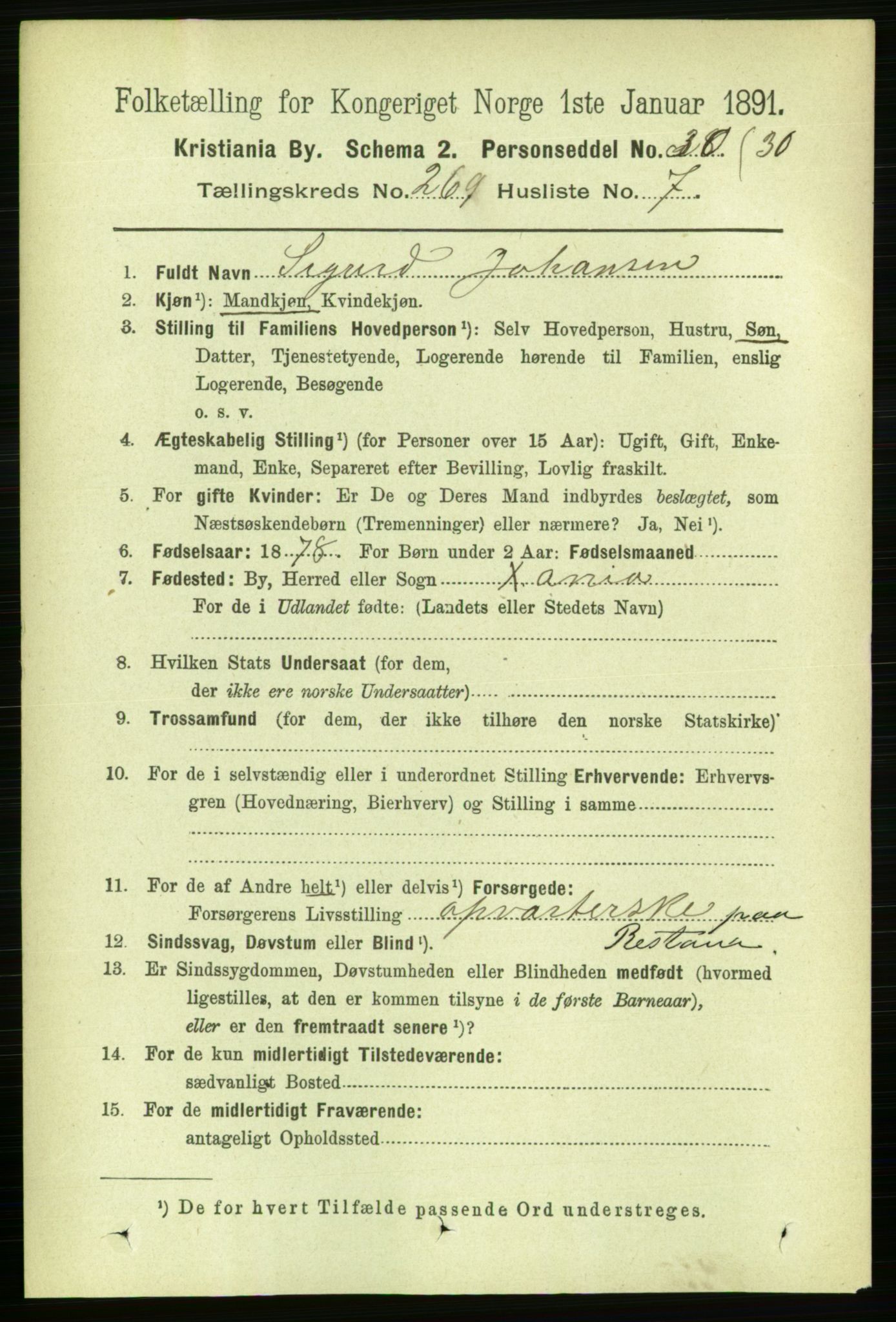 RA, 1891 census for 0301 Kristiania, 1891, p. 163293