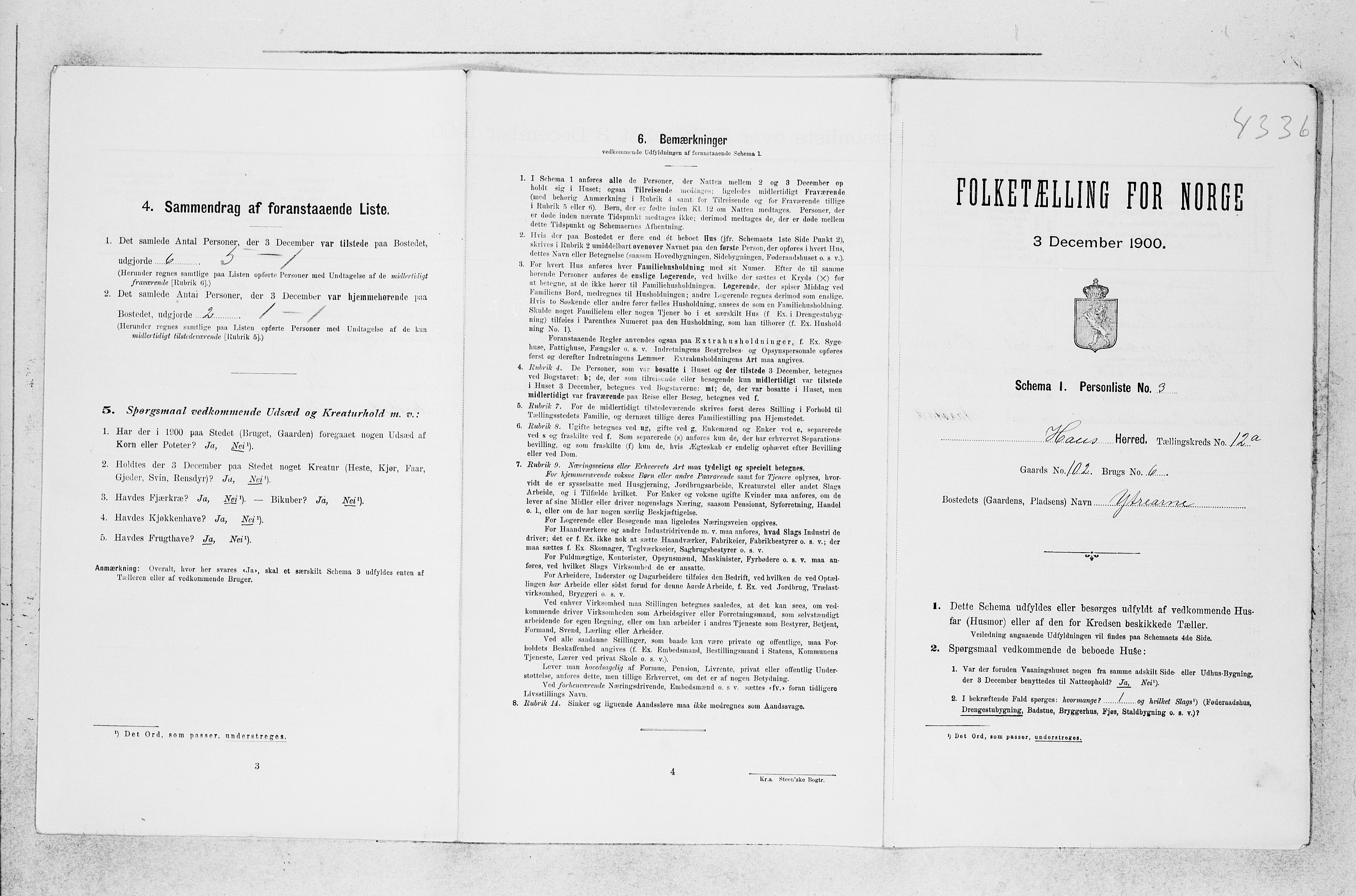 SAB, 1900 census for Haus, 1900, p. 1249