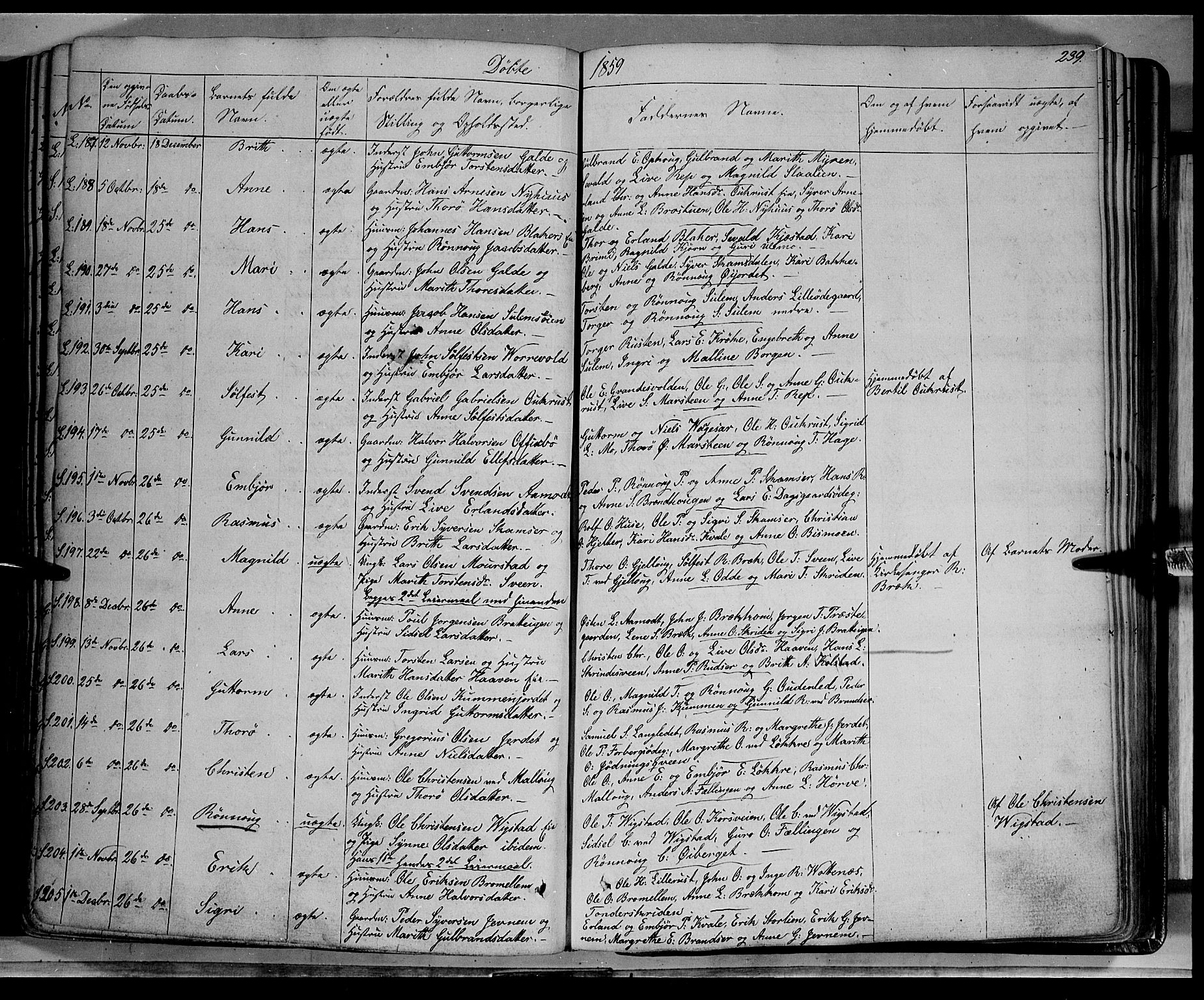 Lom prestekontor, SAH/PREST-070/K/L0006: Parish register (official) no. 6A, 1837-1863, p. 239