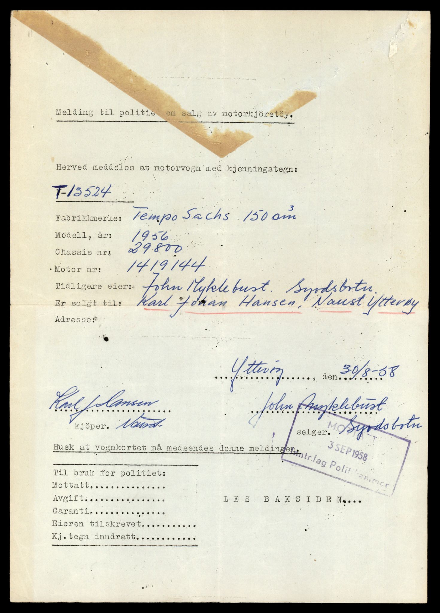 Møre og Romsdal vegkontor - Ålesund trafikkstasjon, AV/SAT-A-4099/F/Fe/L0039: Registreringskort for kjøretøy T 13361 - T 13530, 1927-1998, p. 2859