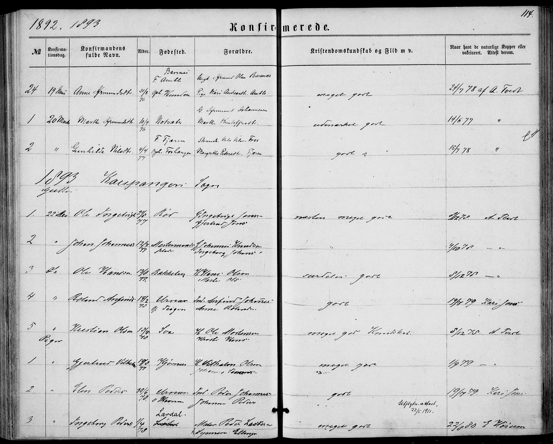 Sogndal sokneprestembete, SAB/A-81301/H/Haa/Haaa/L0015: Parish register (official) no. A 15, 1871-1904, p. 114