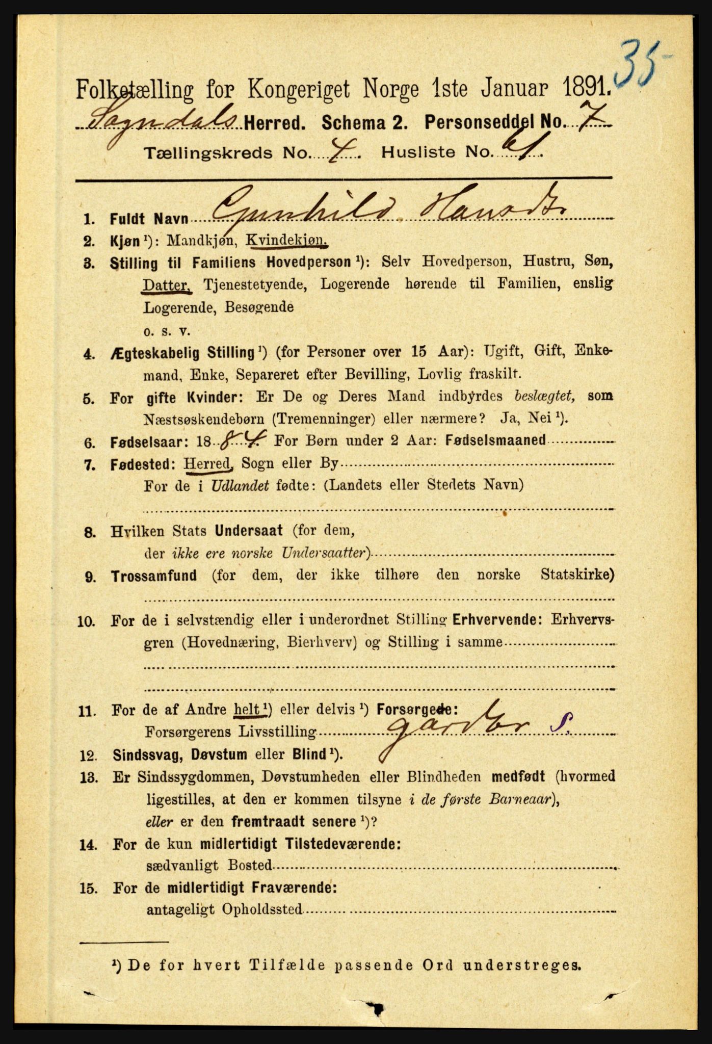 RA, 1891 census for 1420 Sogndal, 1891, p. 2256