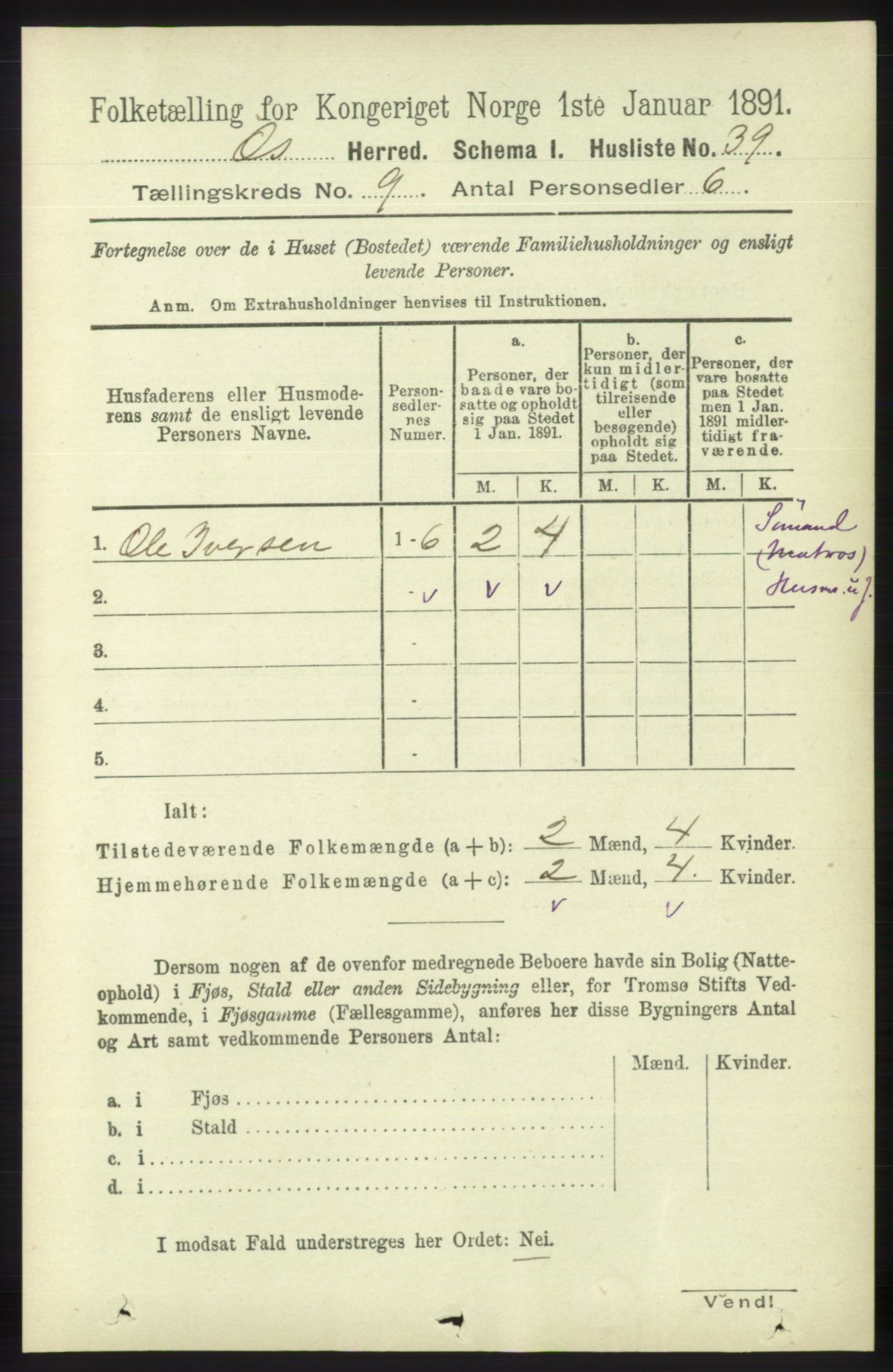 RA, 1891 census for 1243 Os, 1891, p. 1943