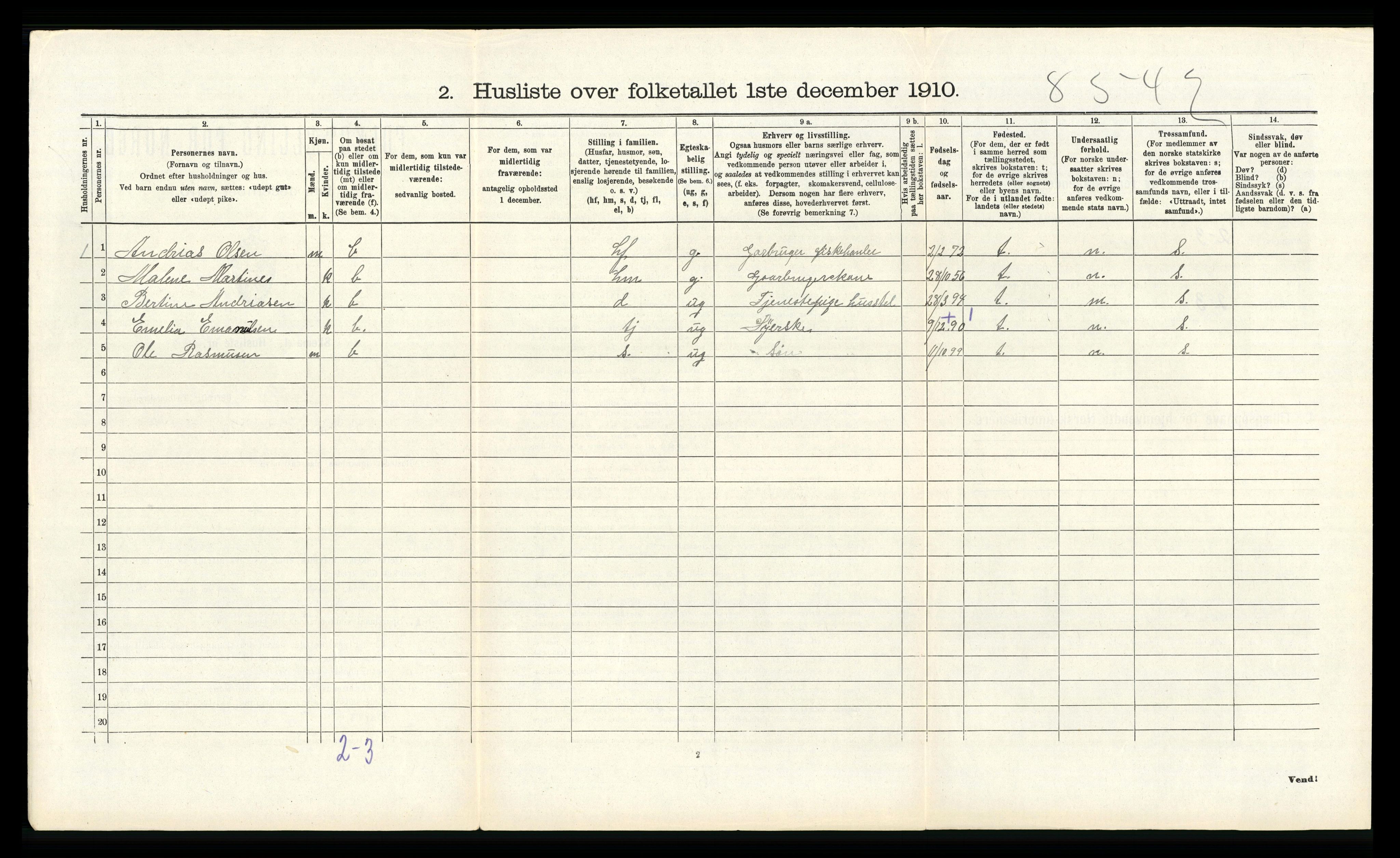 RA, 1910 census for Austrheim, 1910, p. 665