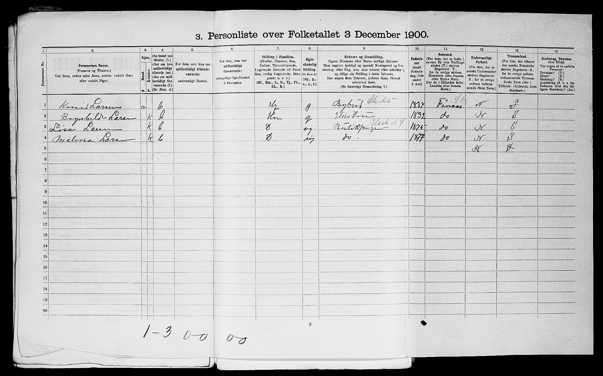 SAST, 1900 census for Stavanger, 1900, p. 12608