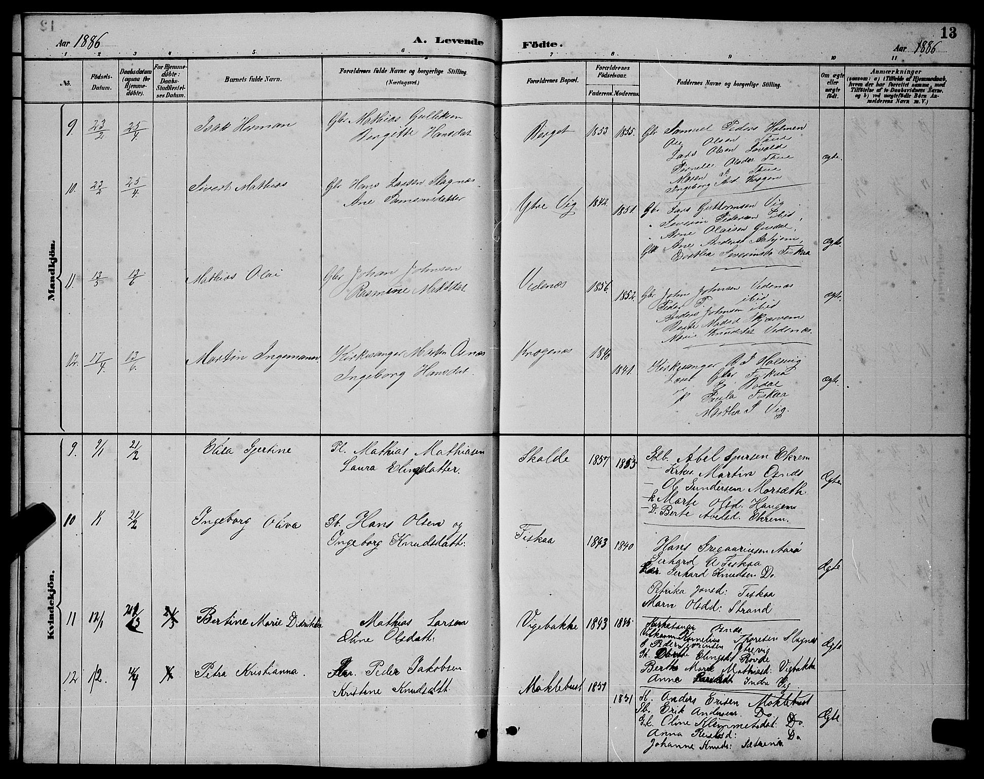 Ministerialprotokoller, klokkerbøker og fødselsregistre - Møre og Romsdal, AV/SAT-A-1454/501/L0017: Parish register (copy) no. 501C03, 1885-1901, p. 13