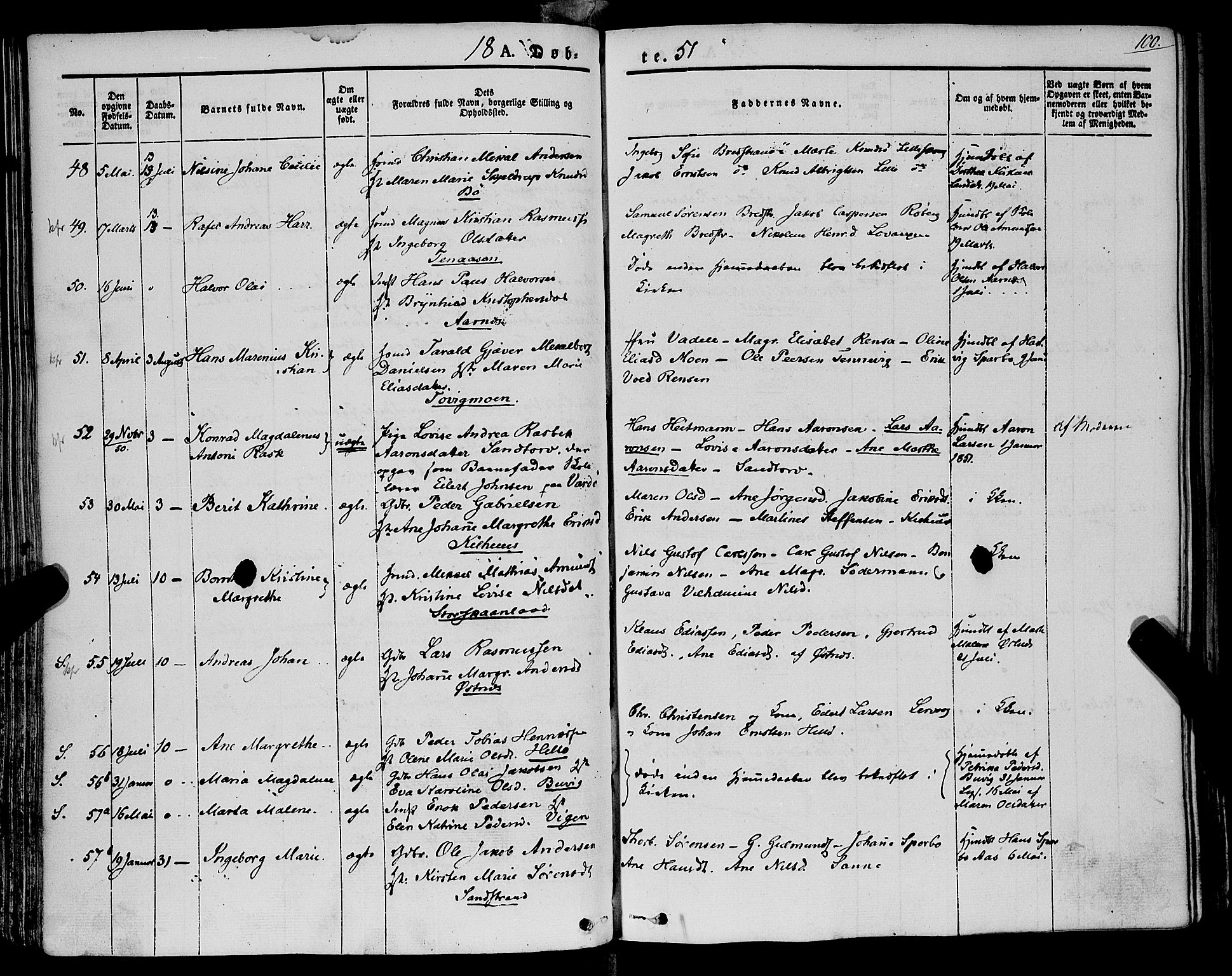 Trondenes sokneprestkontor, SATØ/S-1319/H/Ha/L0009kirke: Parish register (official) no. 9, 1841-1852, p. 100