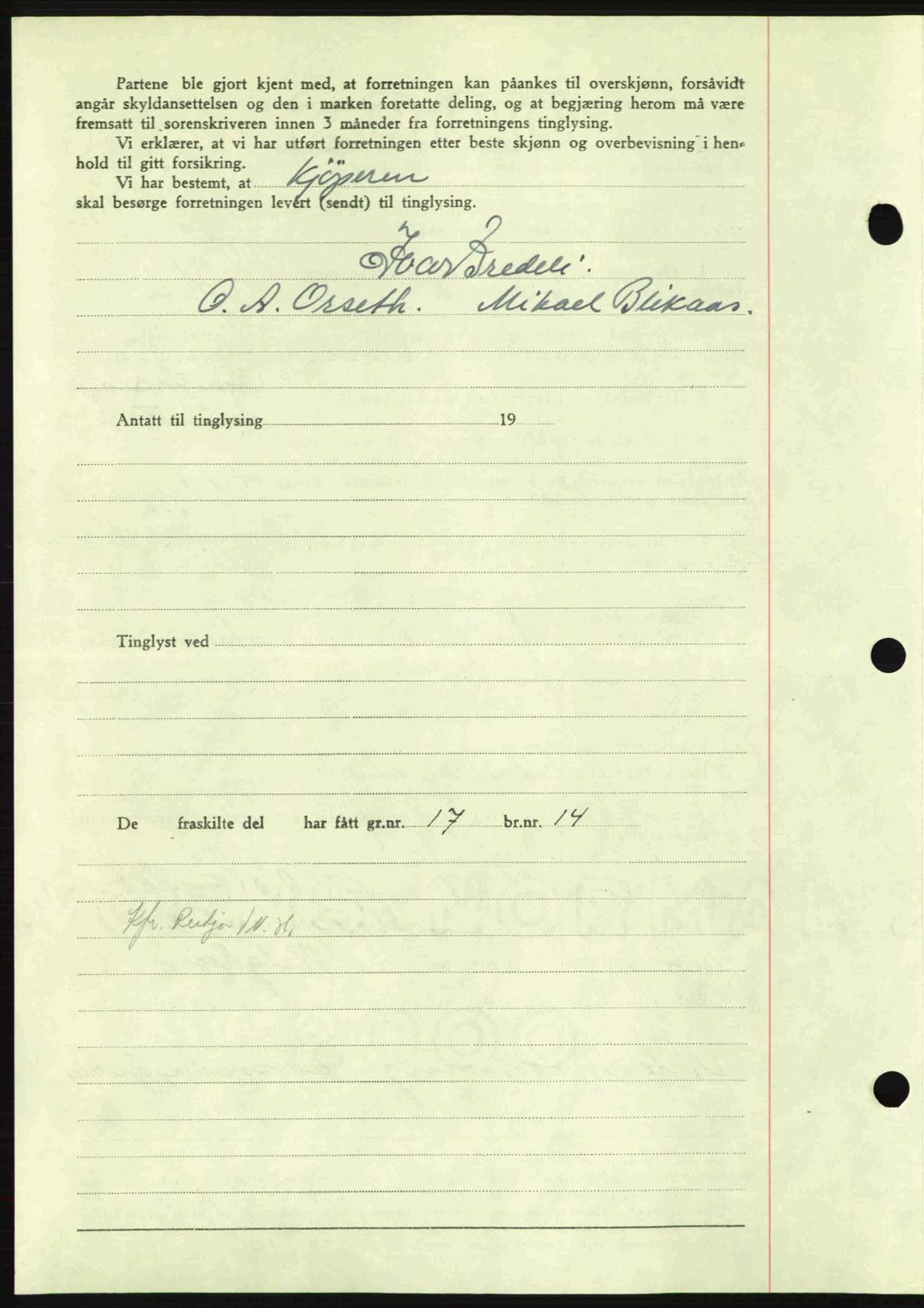 Nordmøre sorenskriveri, AV/SAT-A-4132/1/2/2Ca: Mortgage book no. A98, 1944-1944, Diary no: : 1747/1944