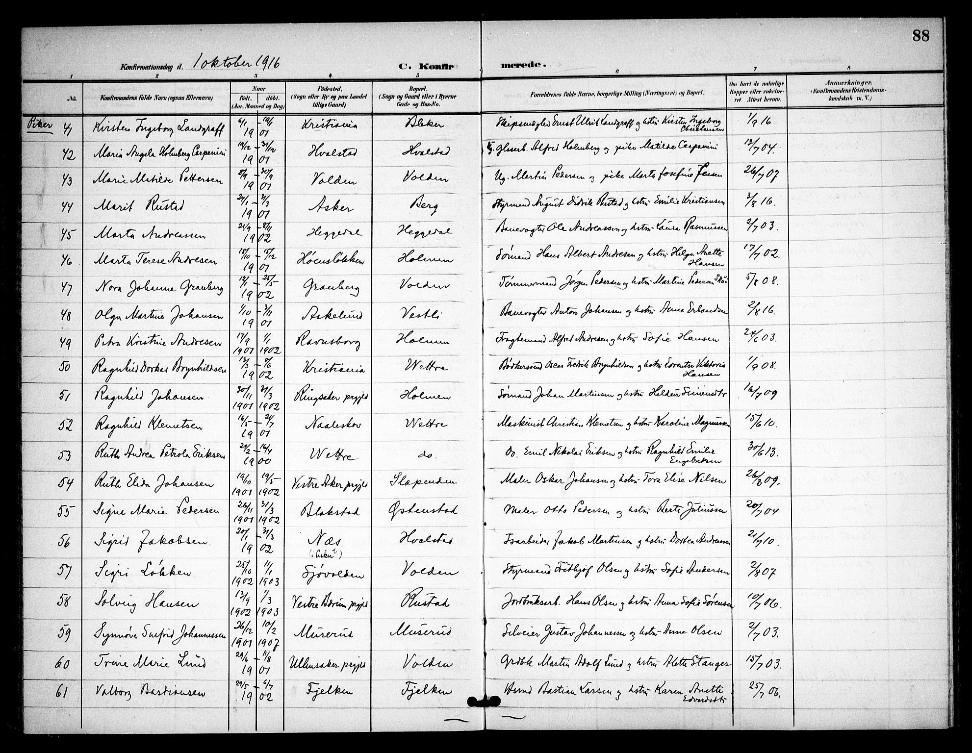 Asker prestekontor Kirkebøker, AV/SAO-A-10256a/F/Fa/L0016: Parish register (official) no. I 16, 1900-1917, p. 88