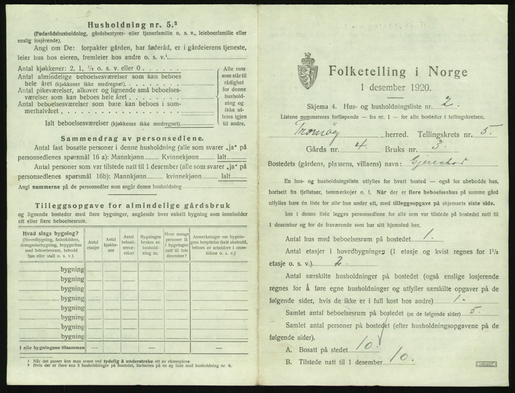 SAK, 1920 census for Tromøy, 1920, p. 539