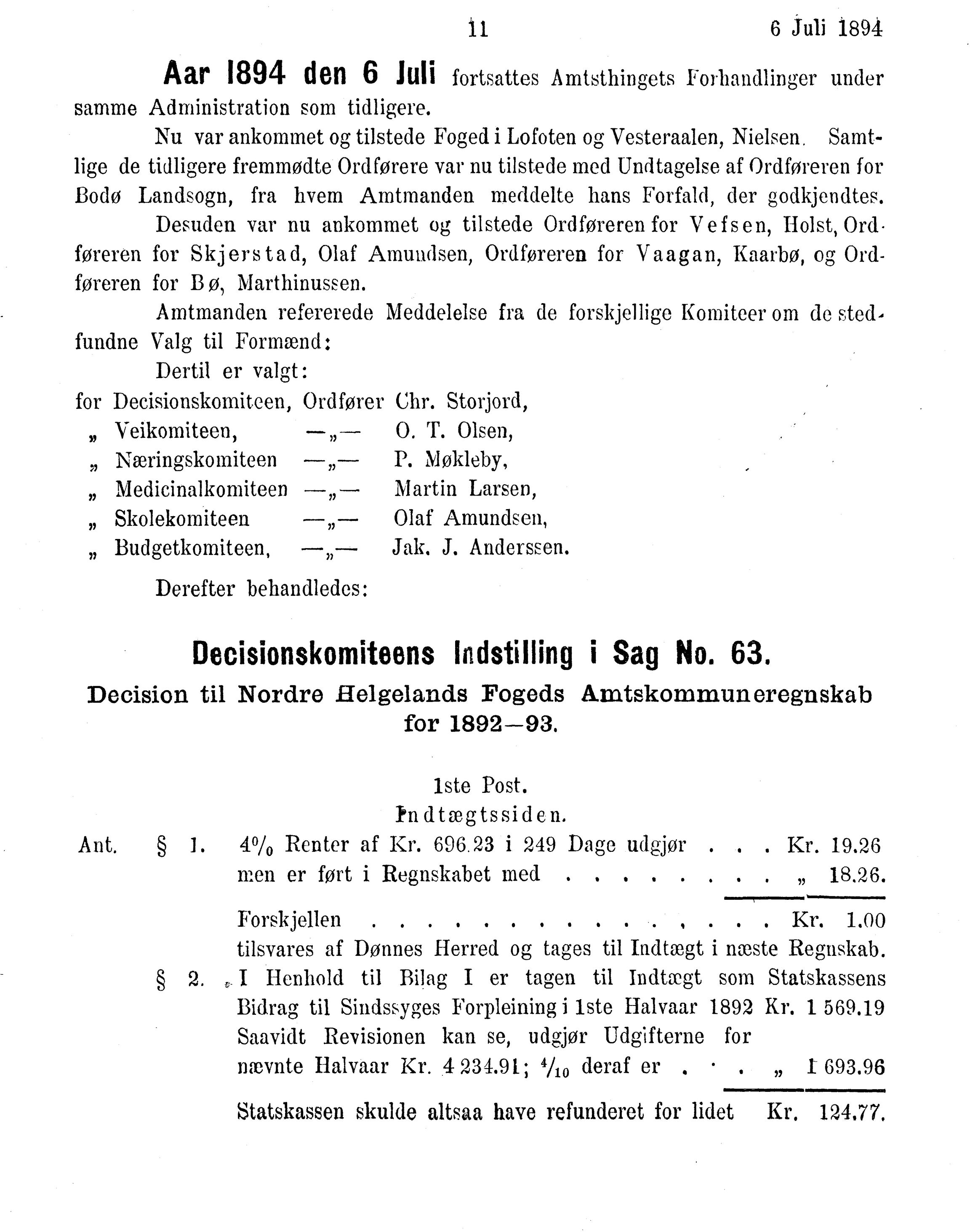 Nordland Fylkeskommune. Fylkestinget, AIN/NFK-17/176/A/Ac/L0017: Fylkestingsforhandlinger 1894, 1894, p. 11