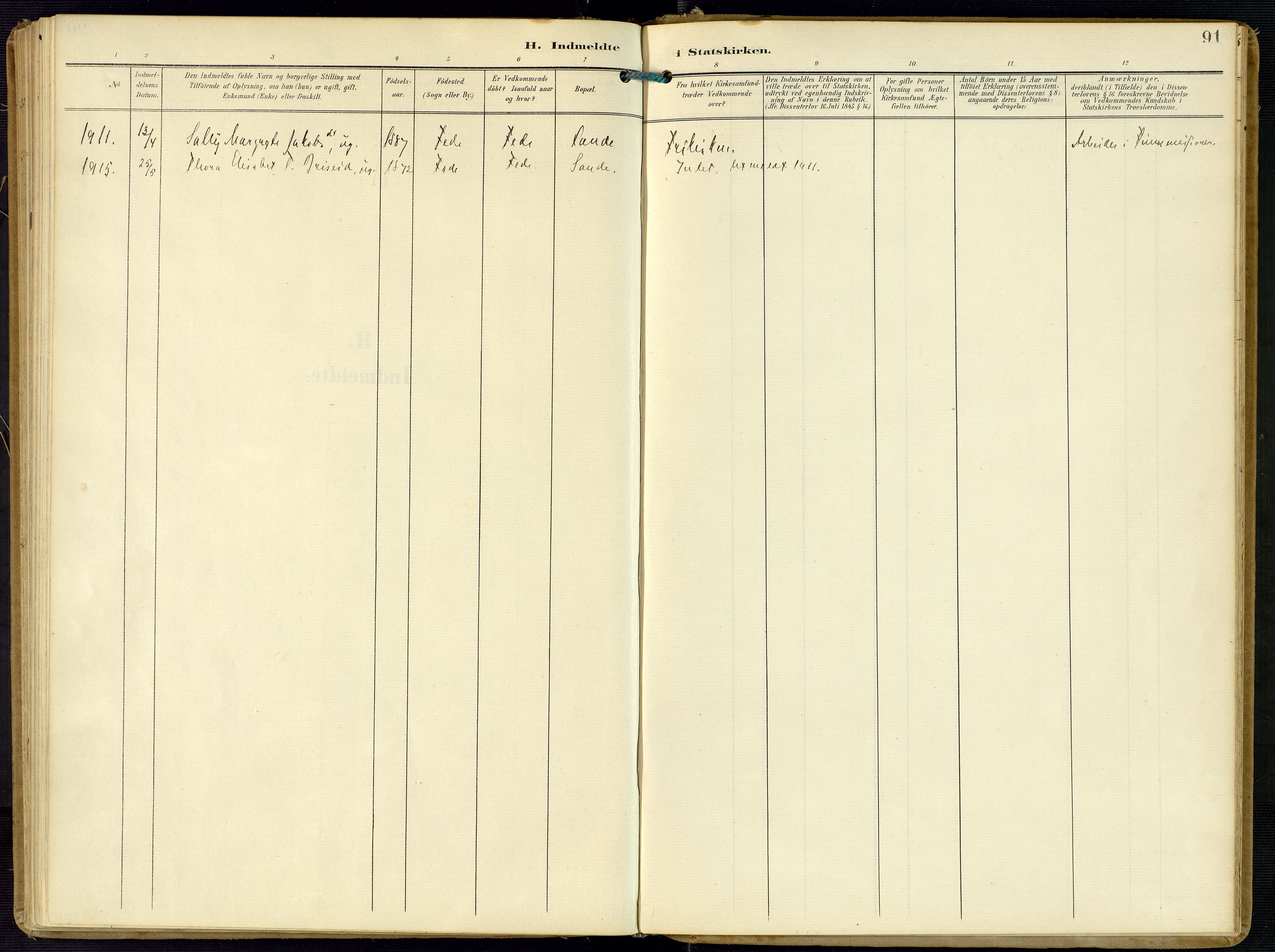 Kvinesdal sokneprestkontor, AV/SAK-1111-0026/F/Fa/Faa/L0005: Parish register (official) no. A 5, 1898-1915, p. 91