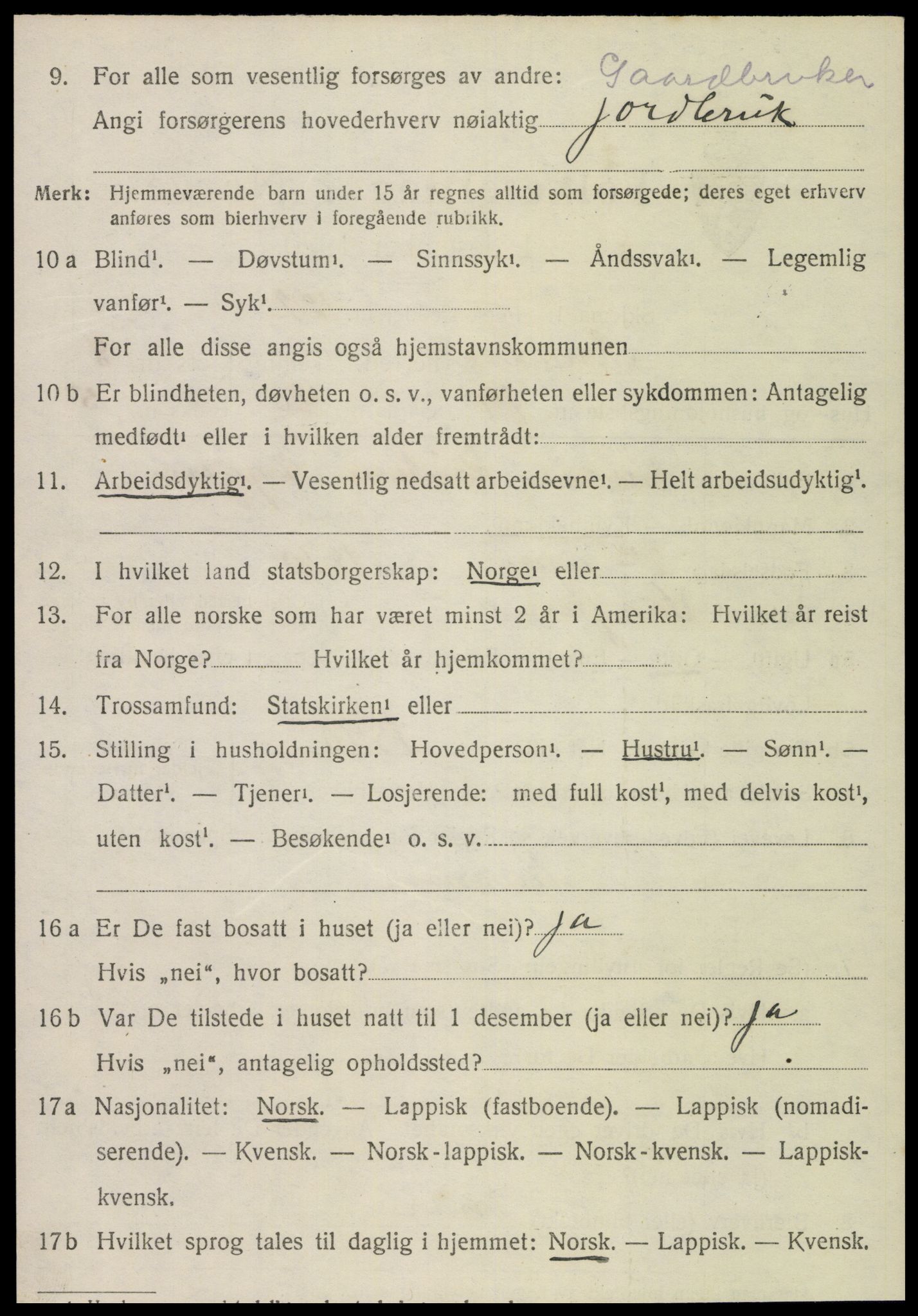 SAT, 1920 census for Snåsa, 1920, p. 3411