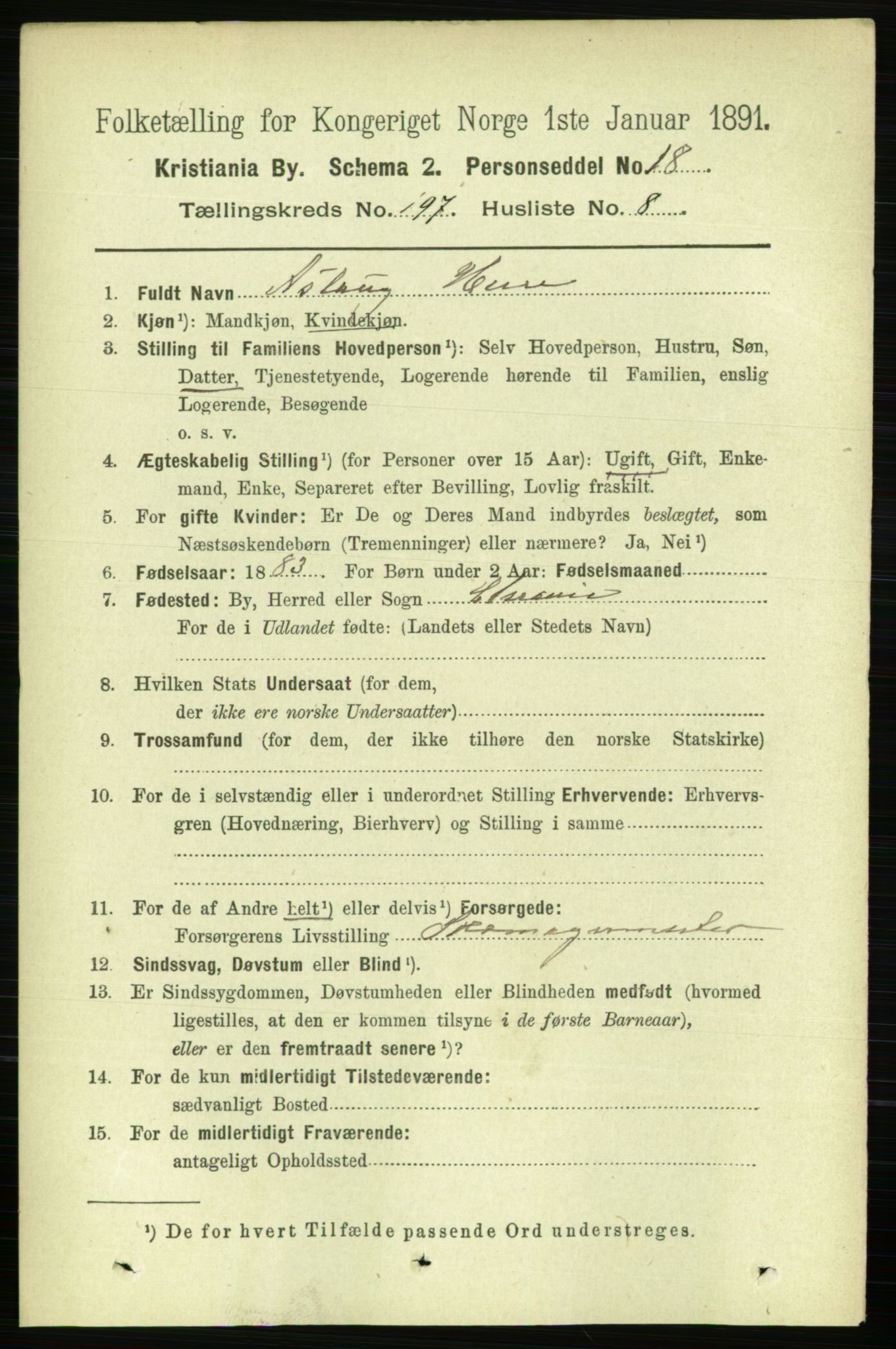RA, 1891 census for 0301 Kristiania, 1891, p. 118975