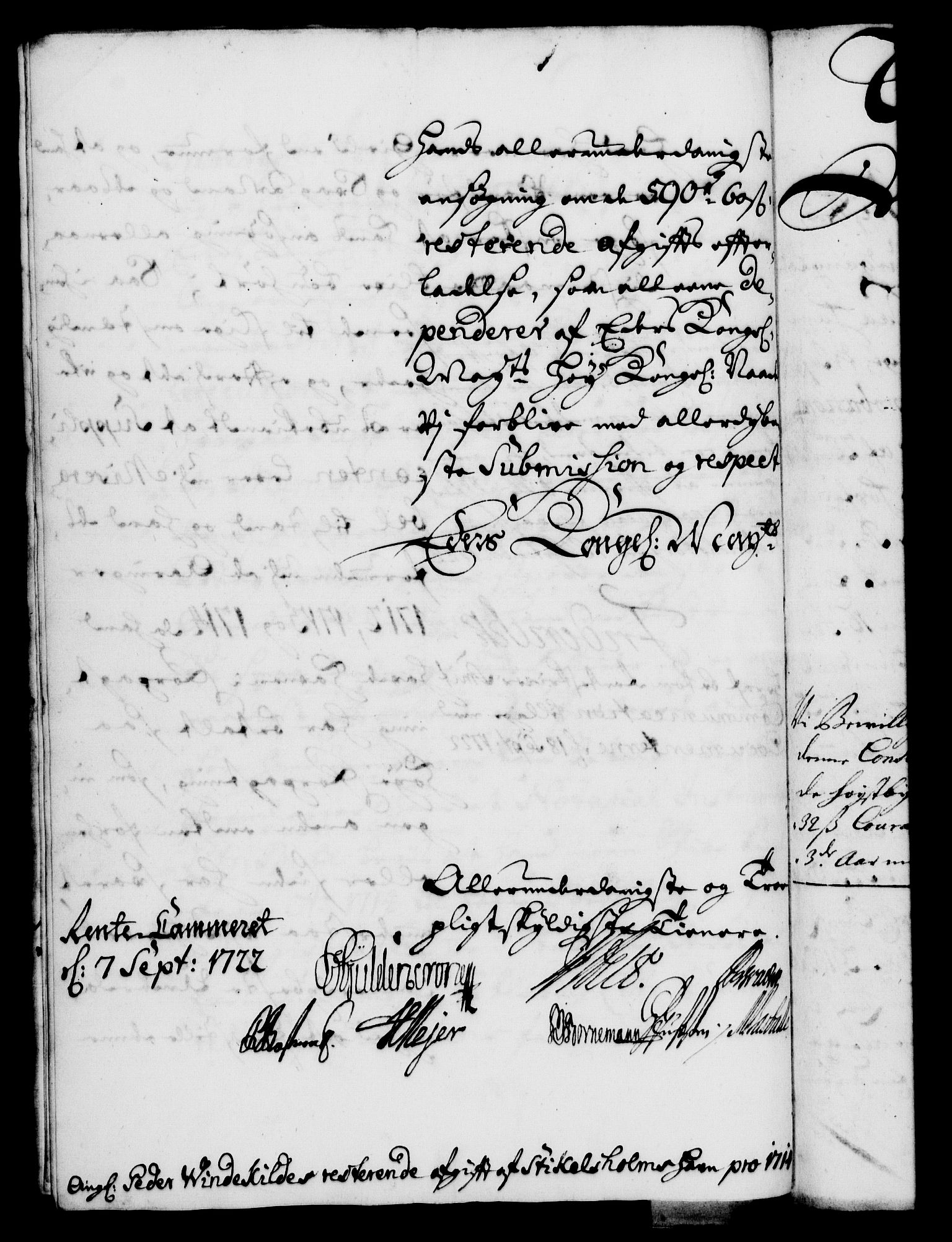 Rentekammeret, Kammerkanselliet, RA/EA-3111/G/Gf/Gfa/L0005: Norsk relasjons- og resolusjonsprotokoll (merket RK 52.5), 1722, p. 541