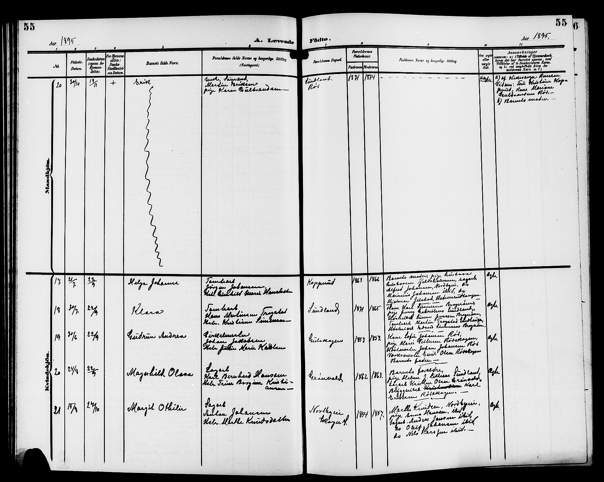 Strømsgodset kirkebøker, AV/SAKO-A-324/G/Ga/L0002: Parish register (copy) no. 2, 1885-1910, p. 55