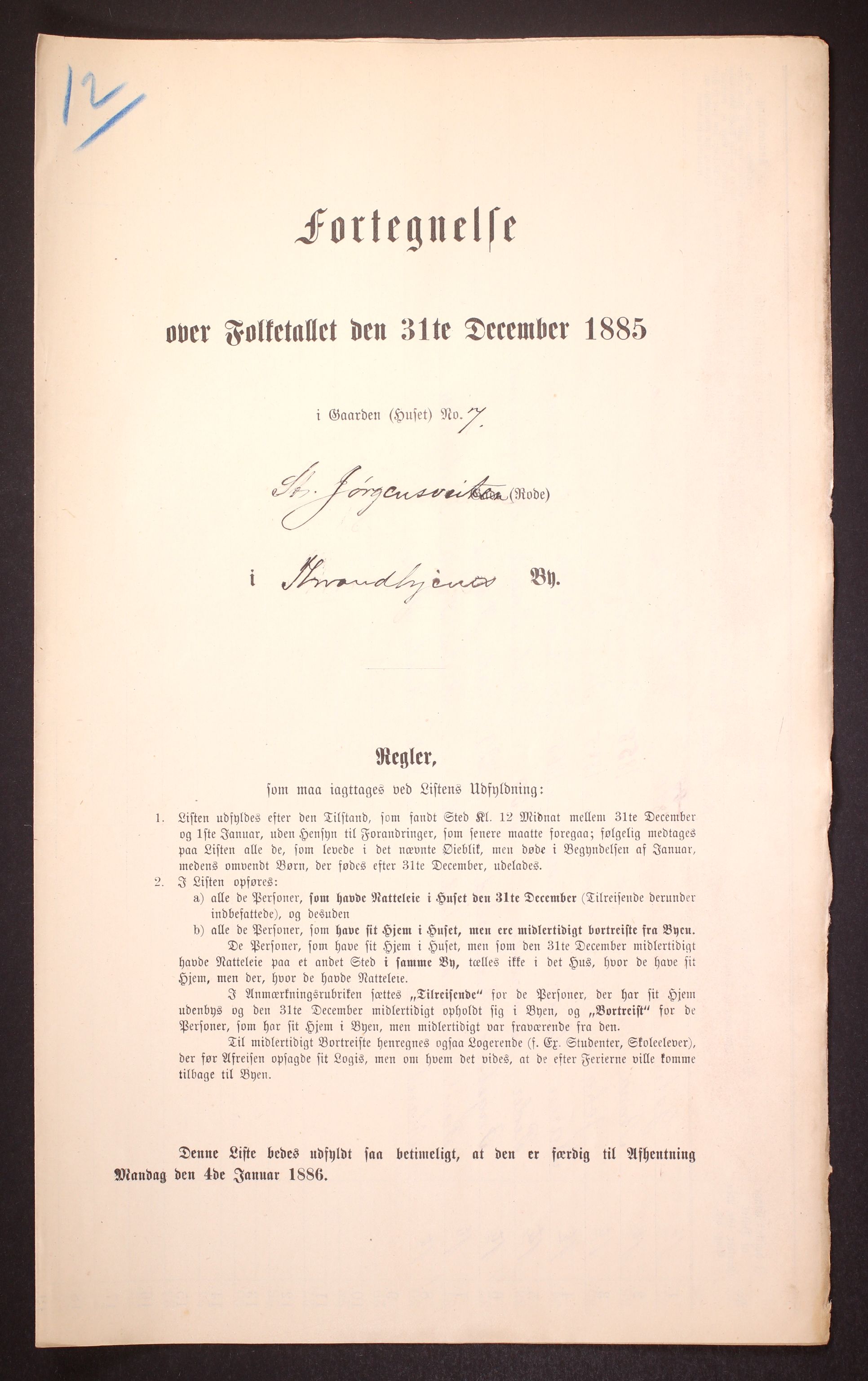 SAT, 1885 census for 1601 Trondheim, 1885, p. 1141