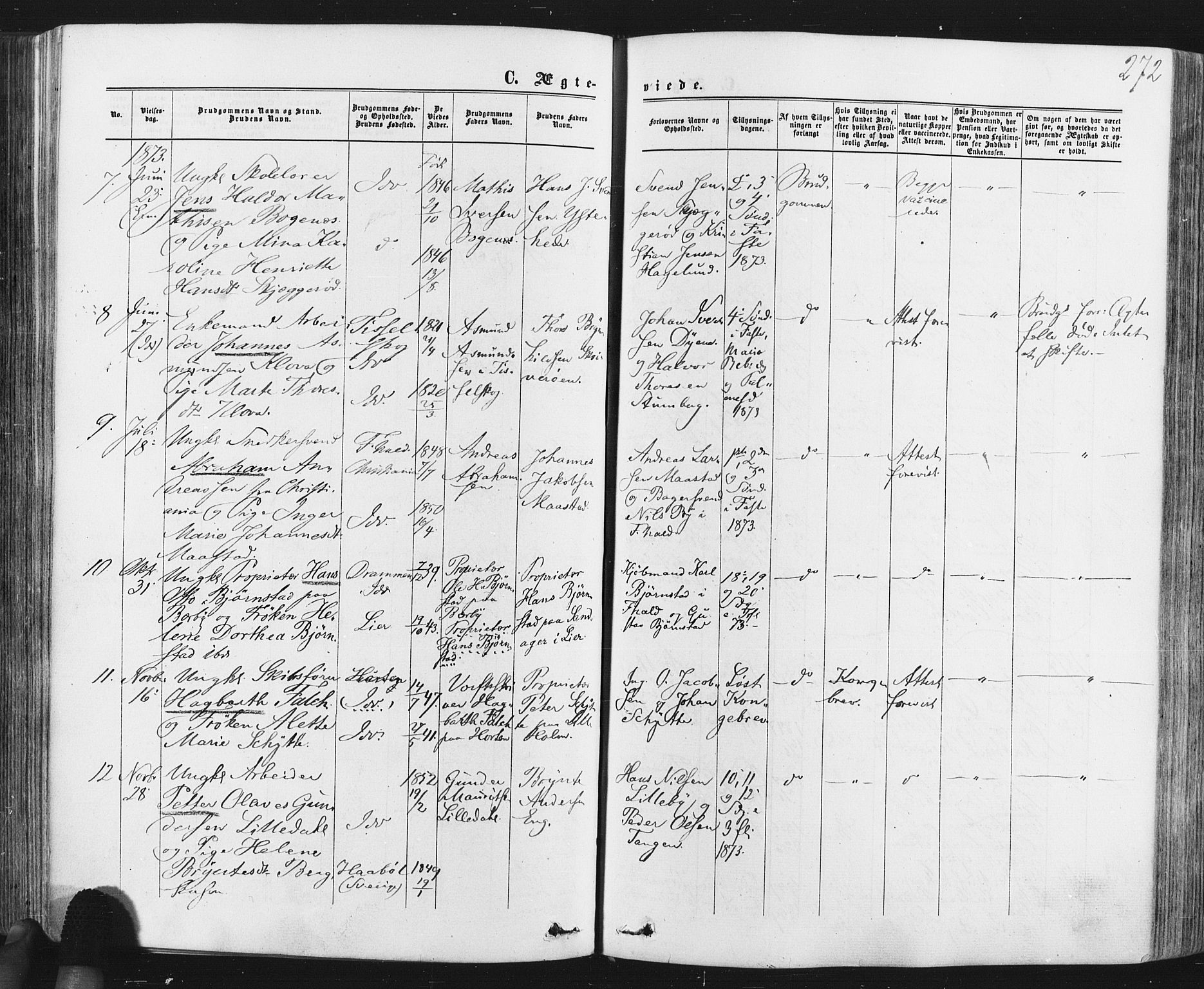 Idd prestekontor Kirkebøker, AV/SAO-A-10911/F/Fc/L0005: Parish register (official) no. III 5, 1861-1877, p. 272