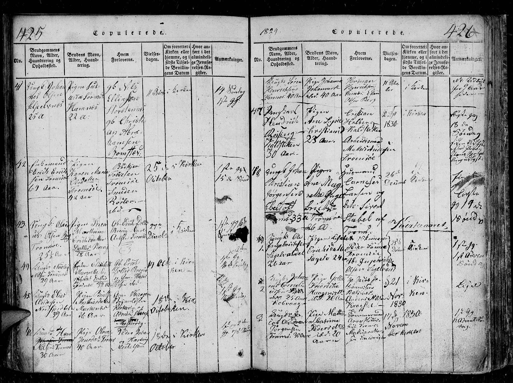 Tromsø sokneprestkontor/stiftsprosti/domprosti, SATØ/S-1343/G/Gb/L0001klokker: Parish register (copy) no. 1, 1821-1833, p. 425-426