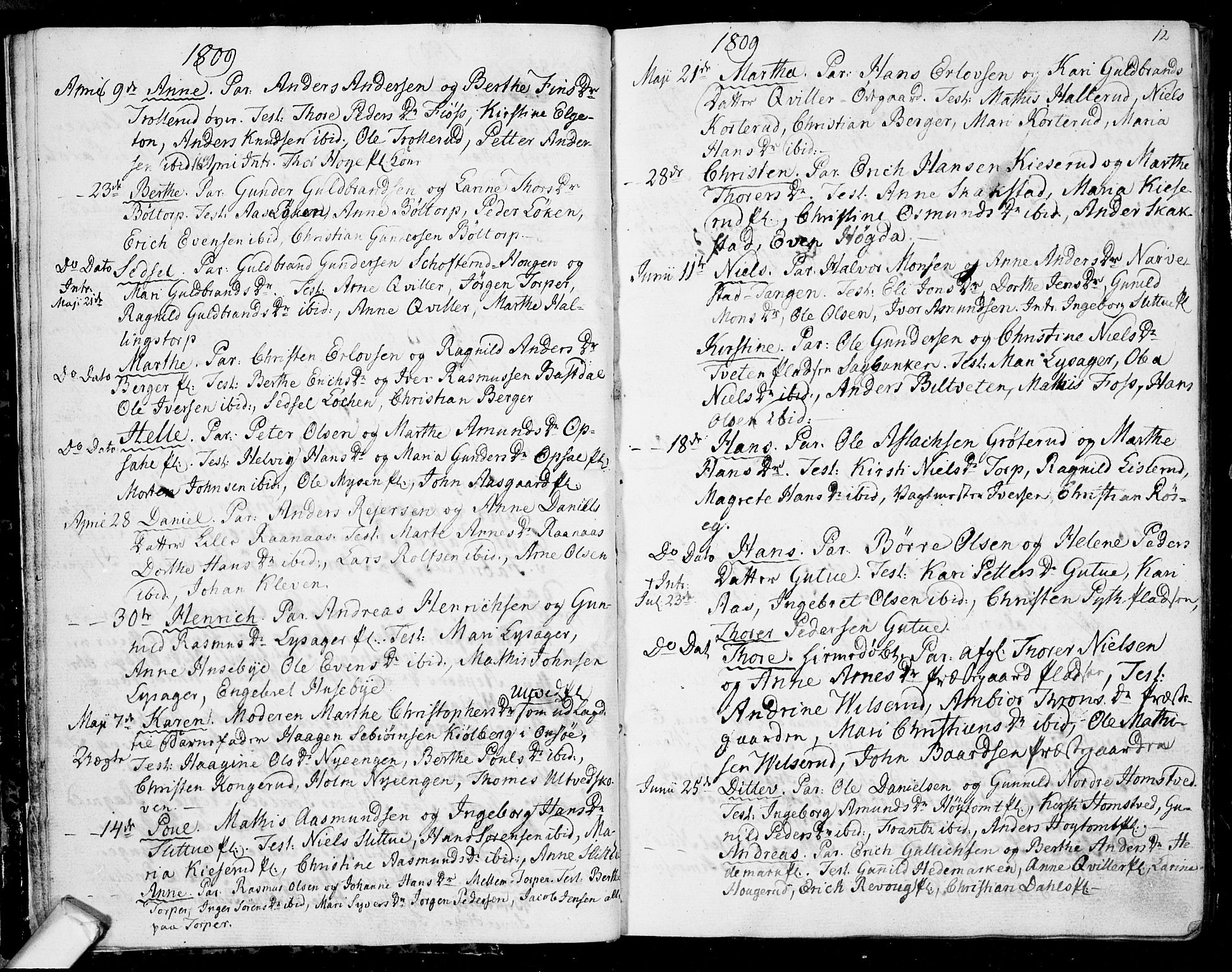 Eidsberg prestekontor Kirkebøker, AV/SAO-A-10905/F/Fa/L0006: Parish register (official) no. I 6, 1807-1814, p. 12