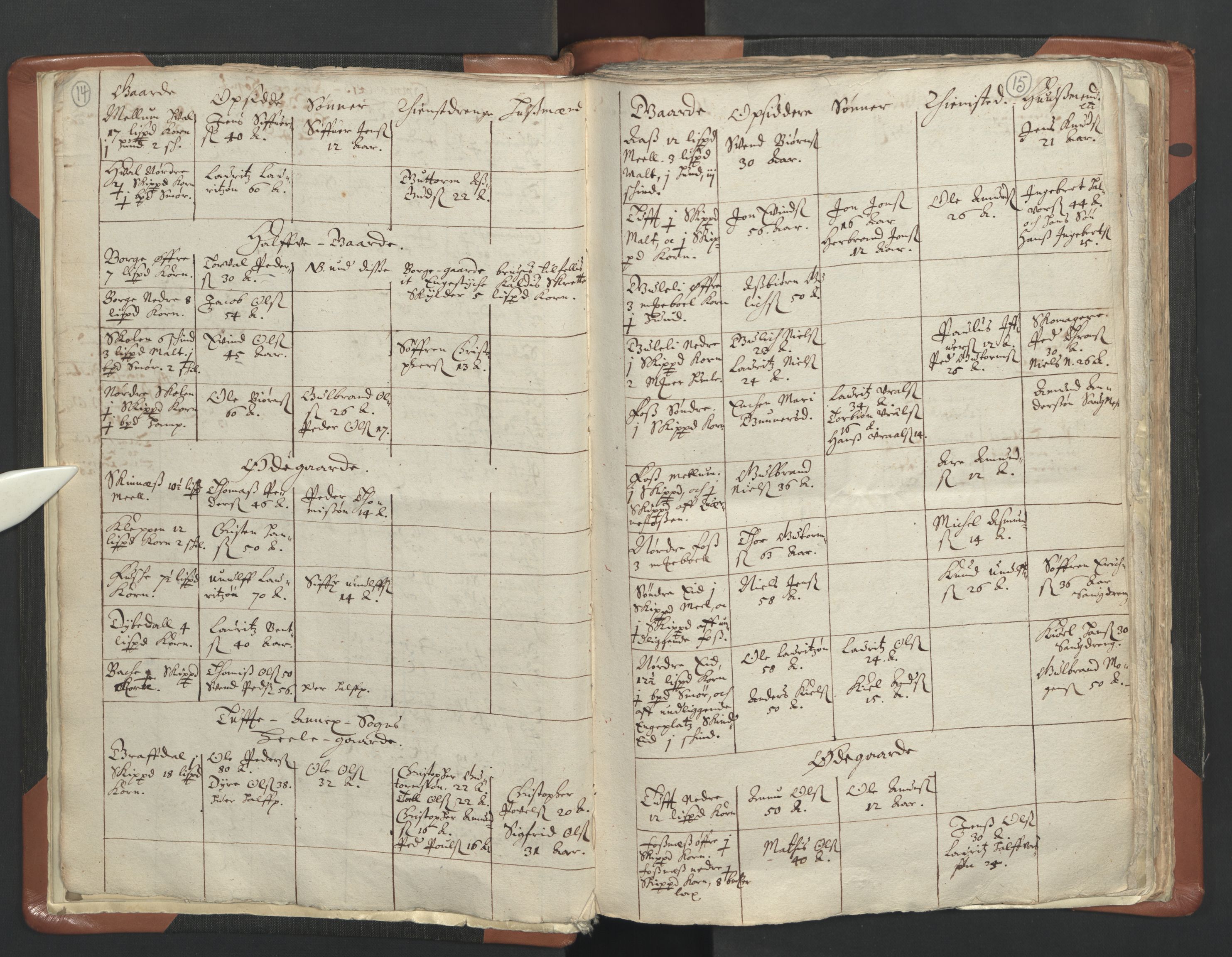 RA, Vicar's Census 1664-1666, no. 10: Tønsberg deanery, 1664-1666, p. 14-15