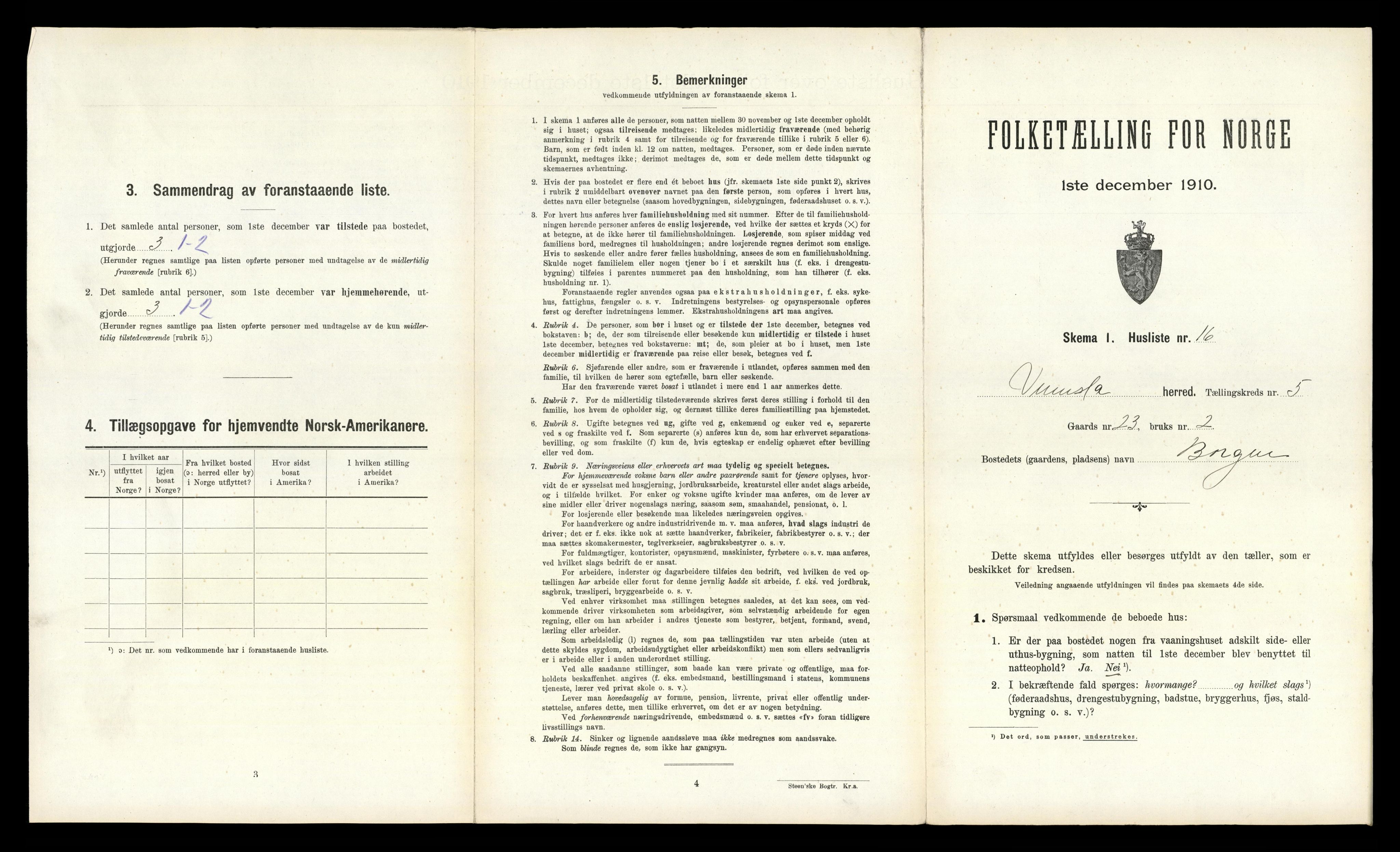 RA, 1910 census for Vennesla, 1910, p. 446