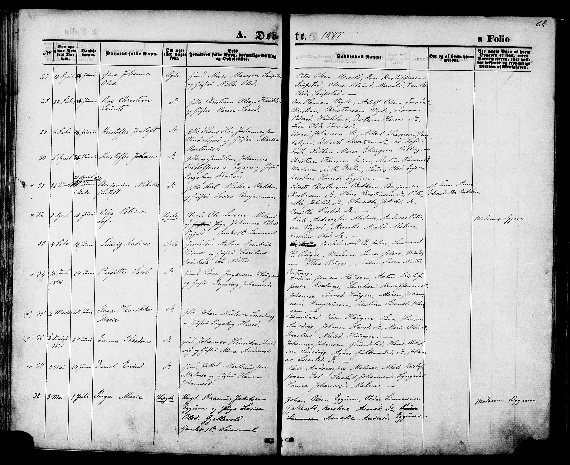 Ministerialprotokoller, klokkerbøker og fødselsregistre - Nordland, AV/SAT-A-1459/880/L1132: Parish register (official) no. 880A06, 1869-1887, p. 62