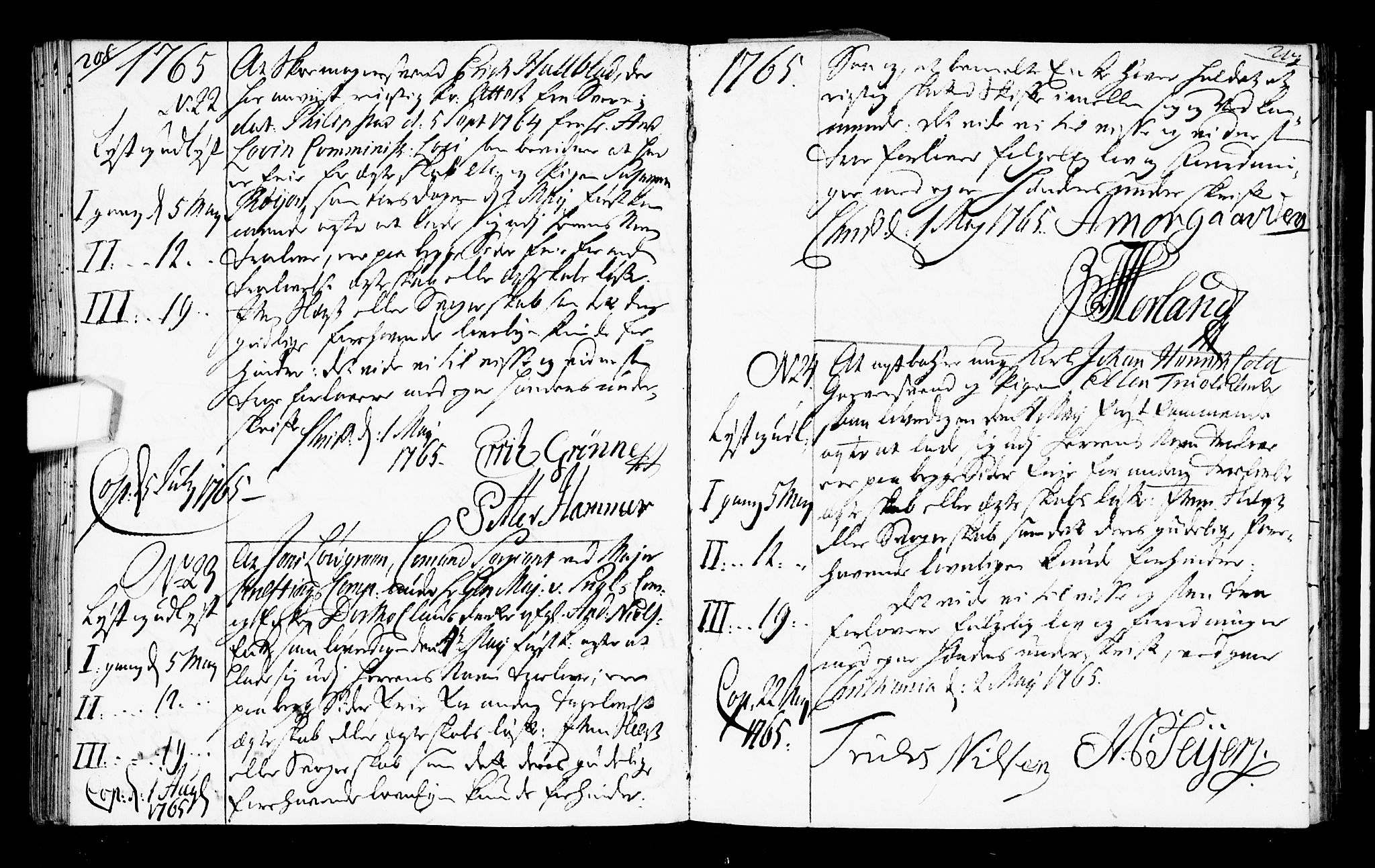 Oslo domkirke Kirkebøker, AV/SAO-A-10752/L/La/L0008: Best man's statements no. 8, 1759-1769, p. 208-209