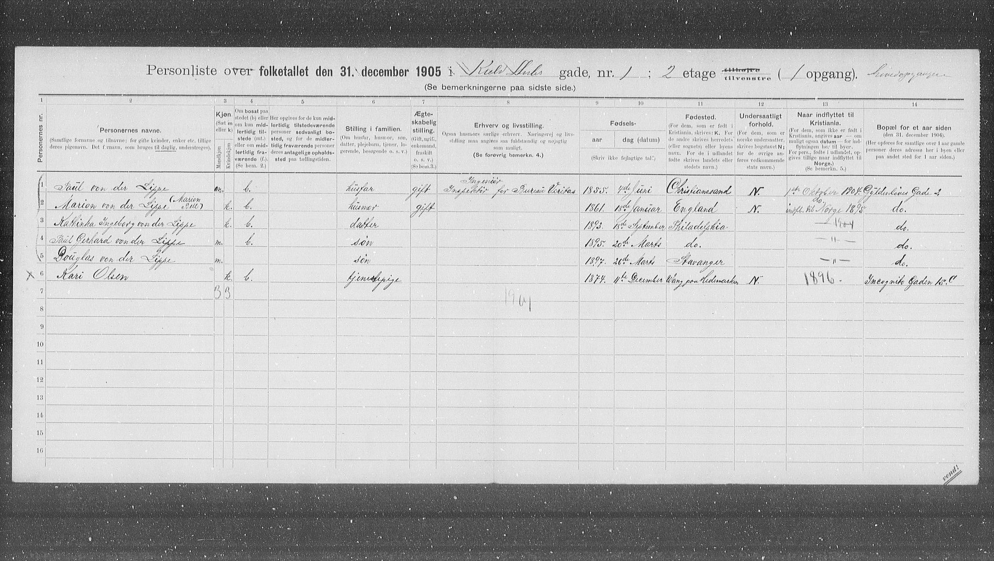 OBA, Municipal Census 1905 for Kristiania, 1905, p. 26890