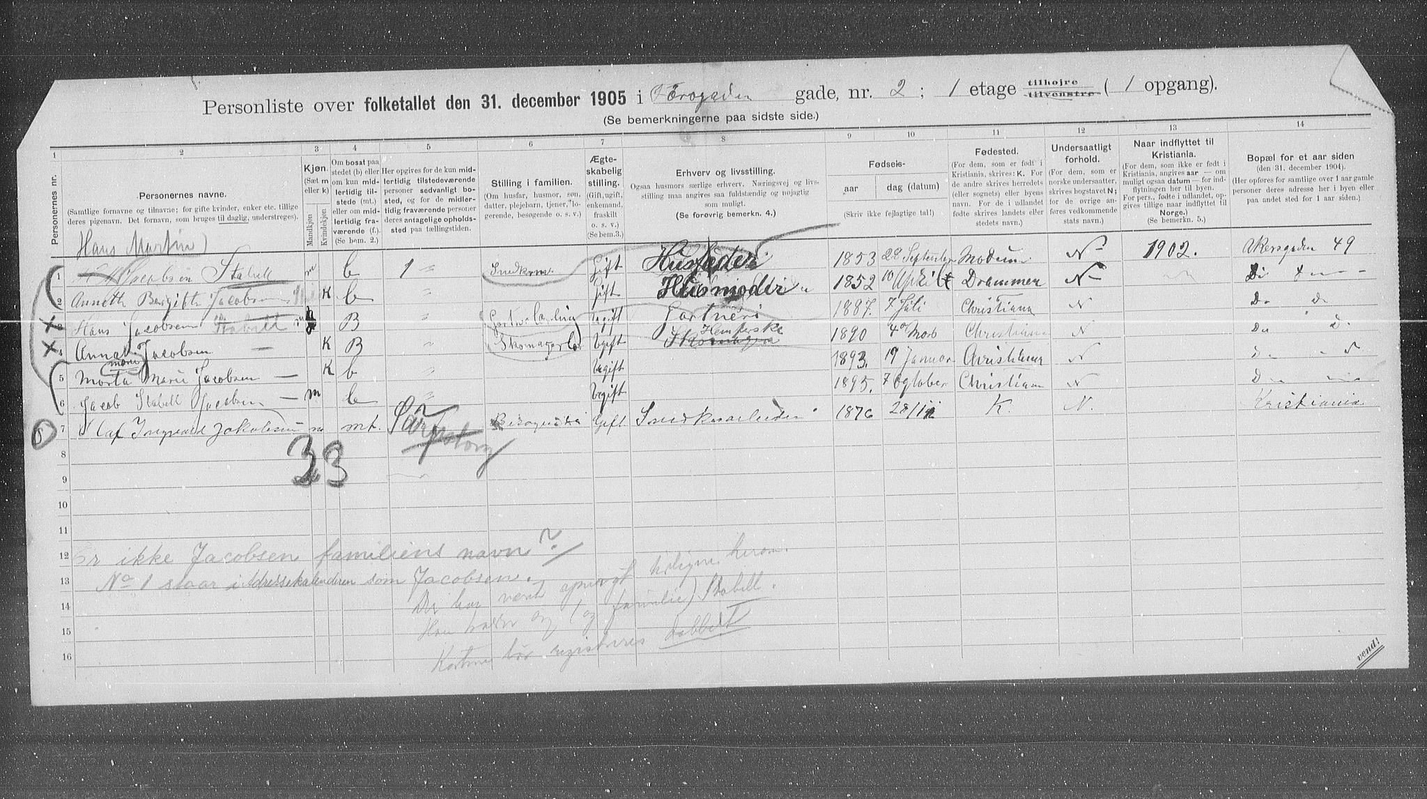 OBA, Municipal Census 1905 for Kristiania, 1905, p. 14743