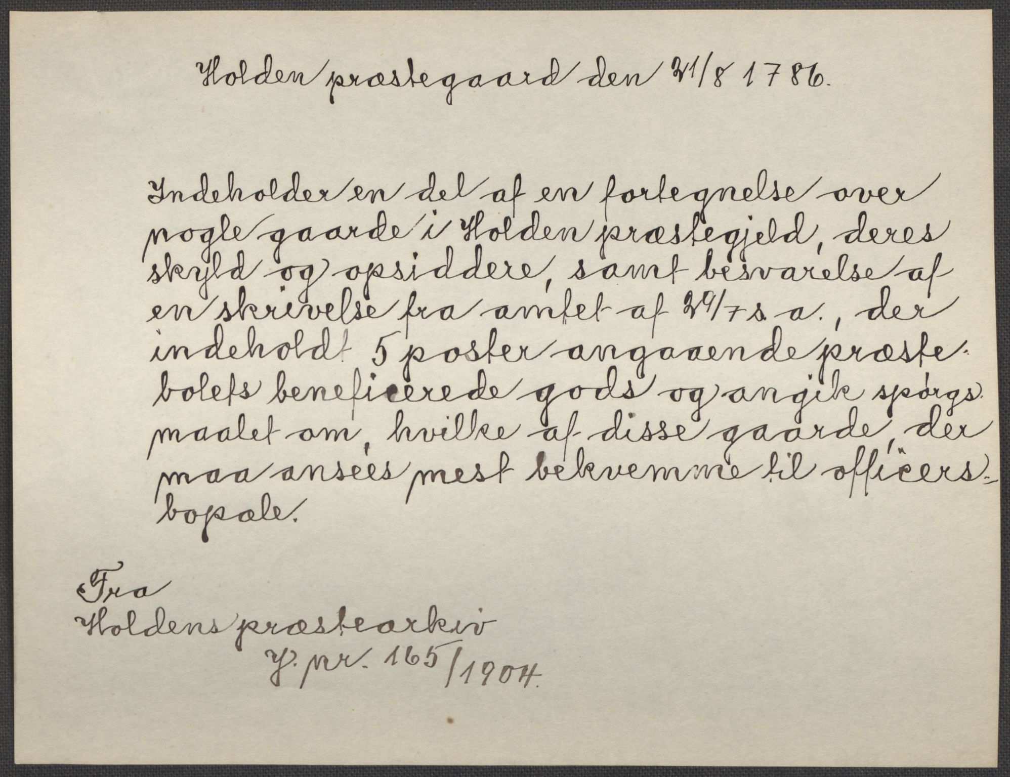 Riksarkivets diplomsamling, AV/RA-EA-5965/F15/L0026: Prestearkiv - Telemark, 1575-1838, p. 185