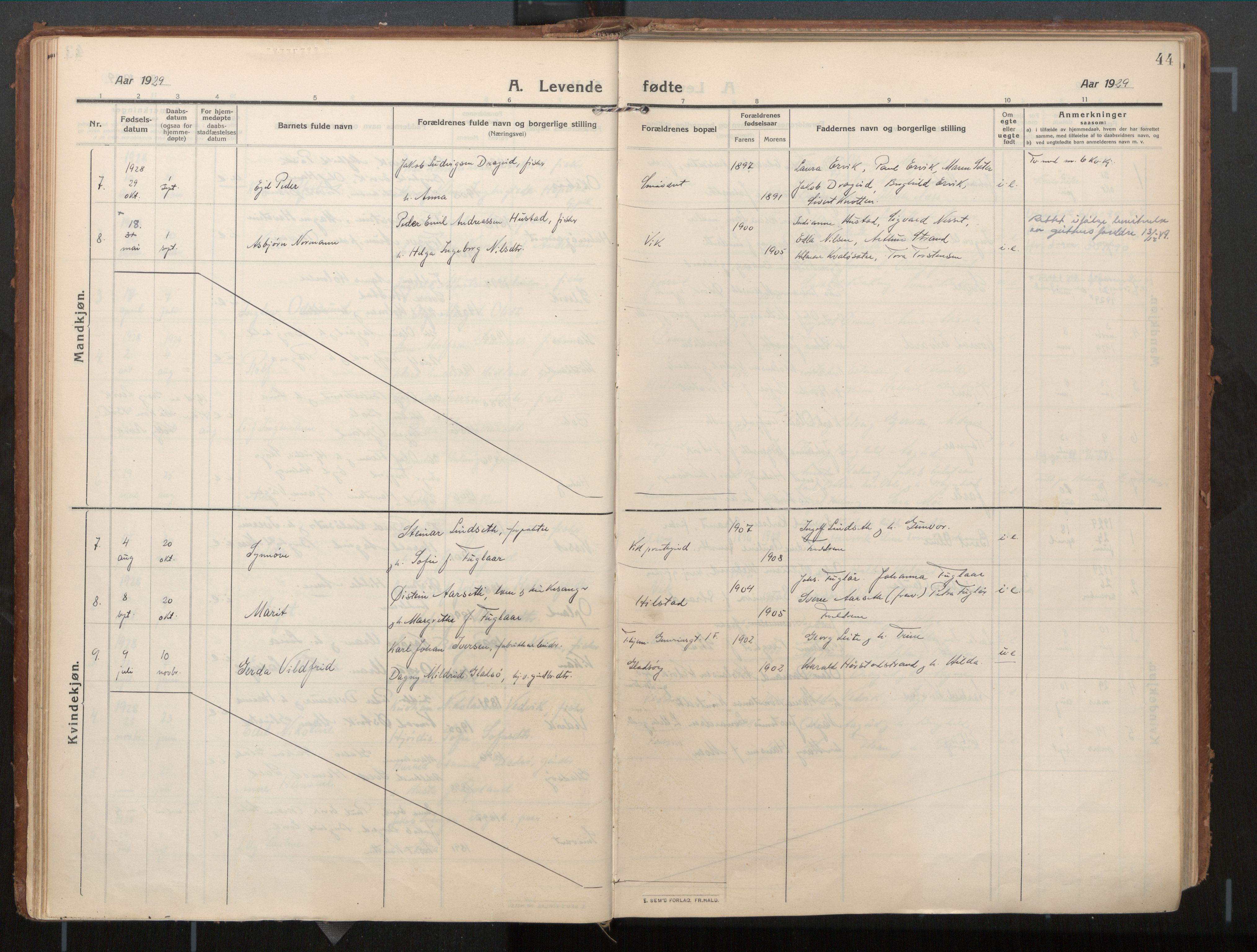 Ministerialprotokoller, klokkerbøker og fødselsregistre - Nord-Trøndelag, AV/SAT-A-1458/771/L0598: Parish register (official) no. 771A05, 1911-1937, p. 44