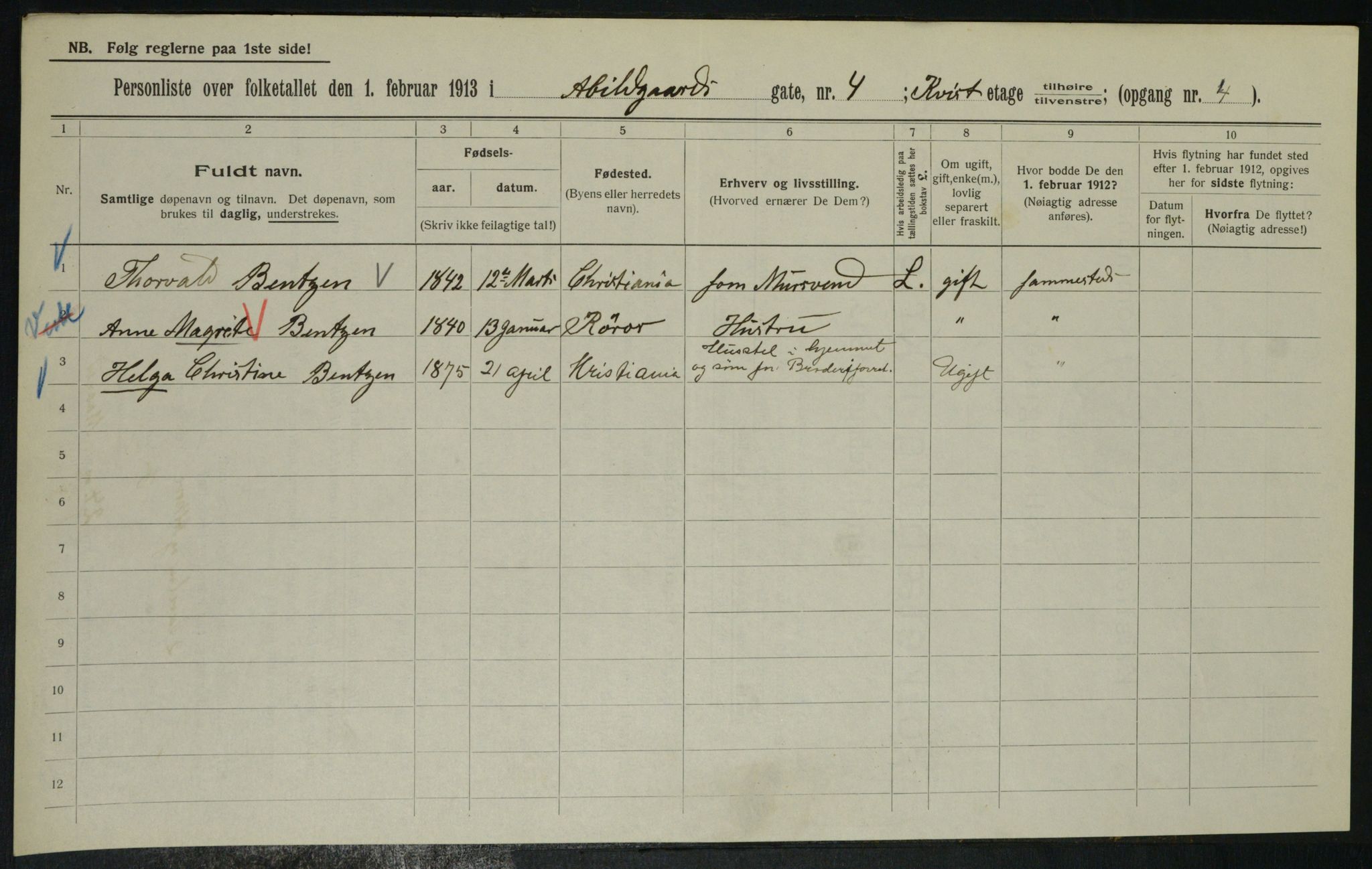 OBA, Municipal Census 1913 for Kristiania, 1913, p. 23